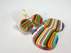 Jackie Brazil "Duo Stud" Liquorice Mix Colours Disk On Pin Resin Earrings ( E0520 )