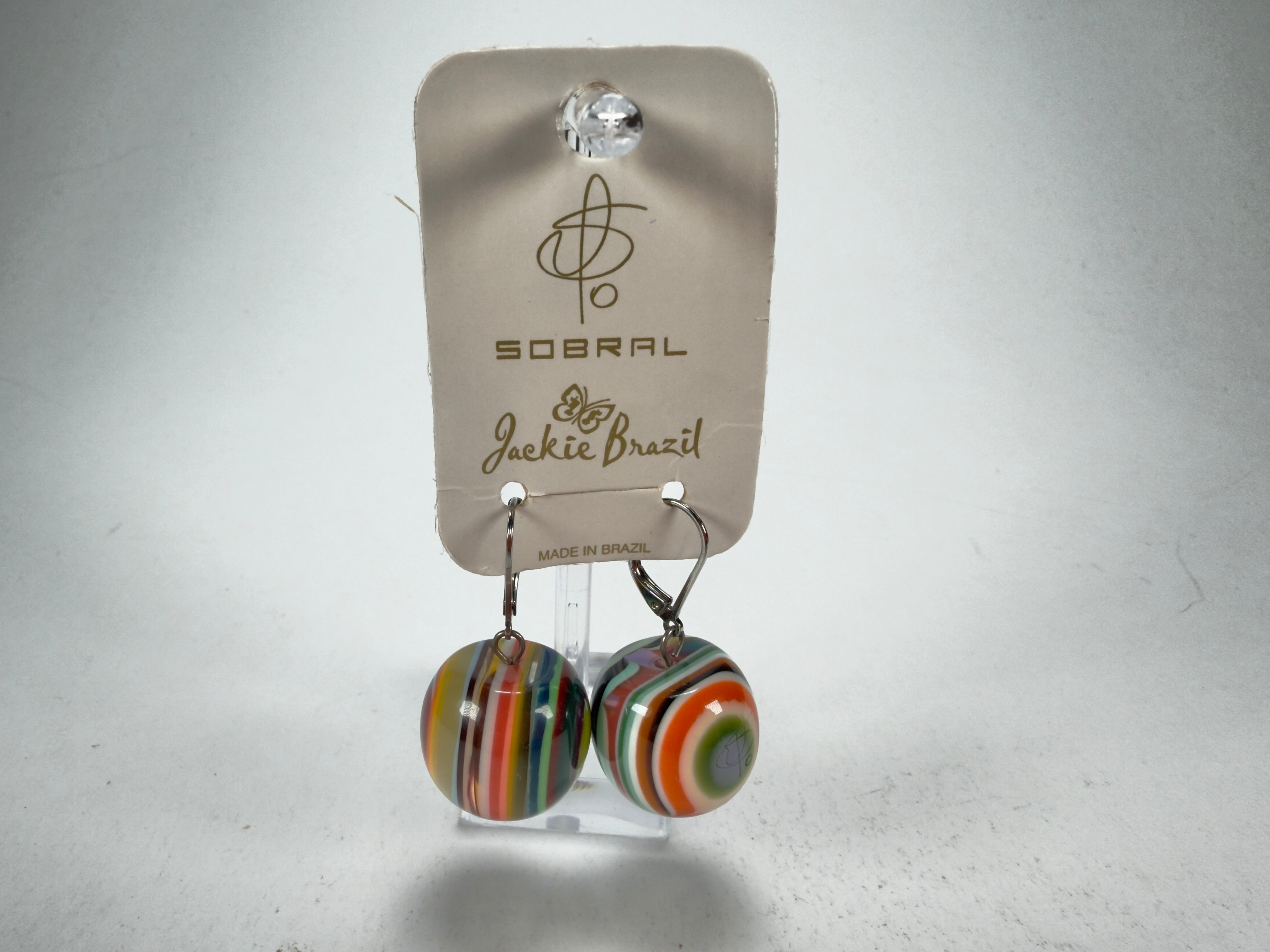 Jackie Brazil "Cat Eyes" Liquorice Balls Mix Colours Short Resin Earrings ( E0960 )