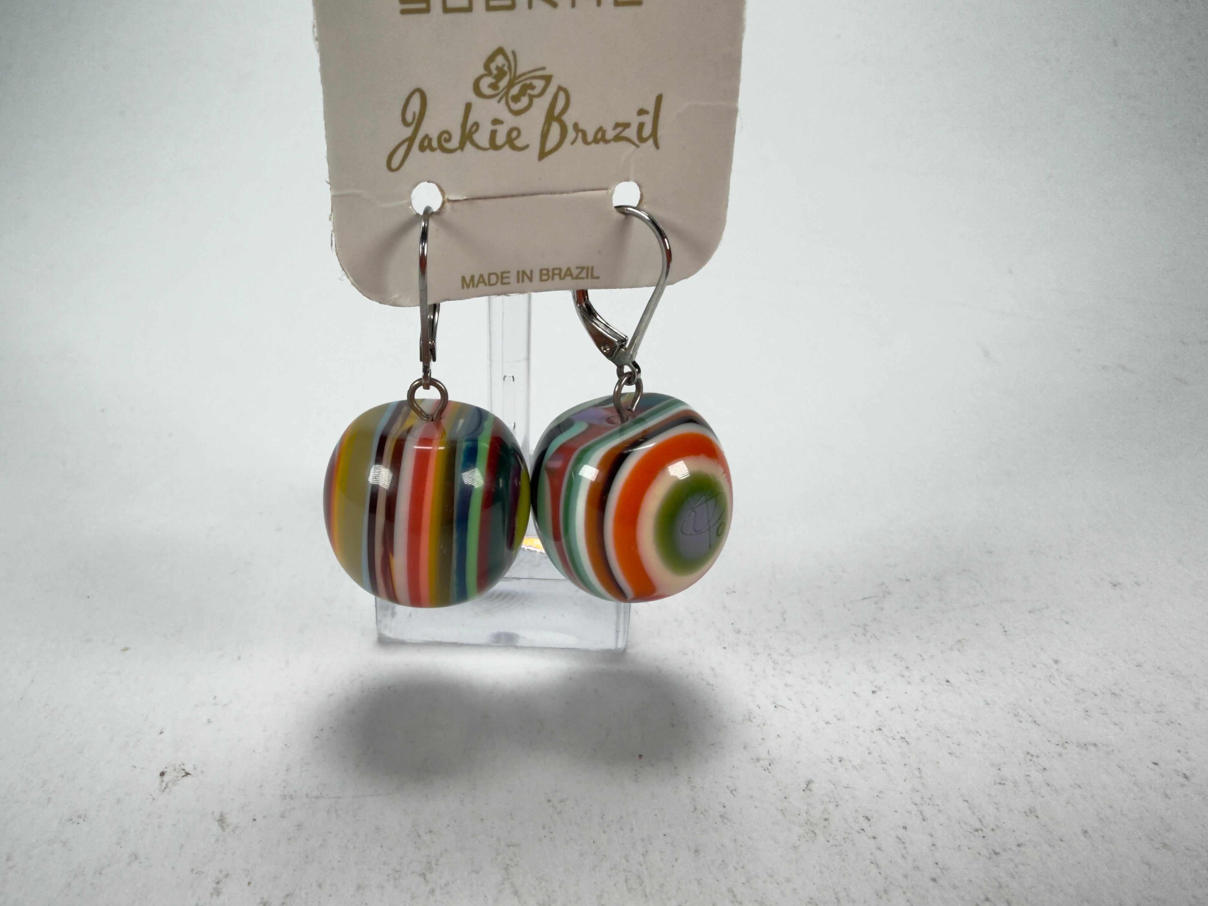 Jackie Brazil "Cat Eyes" Liquorice Balls Mix Colours Short Resin Earrings ( E0960 )