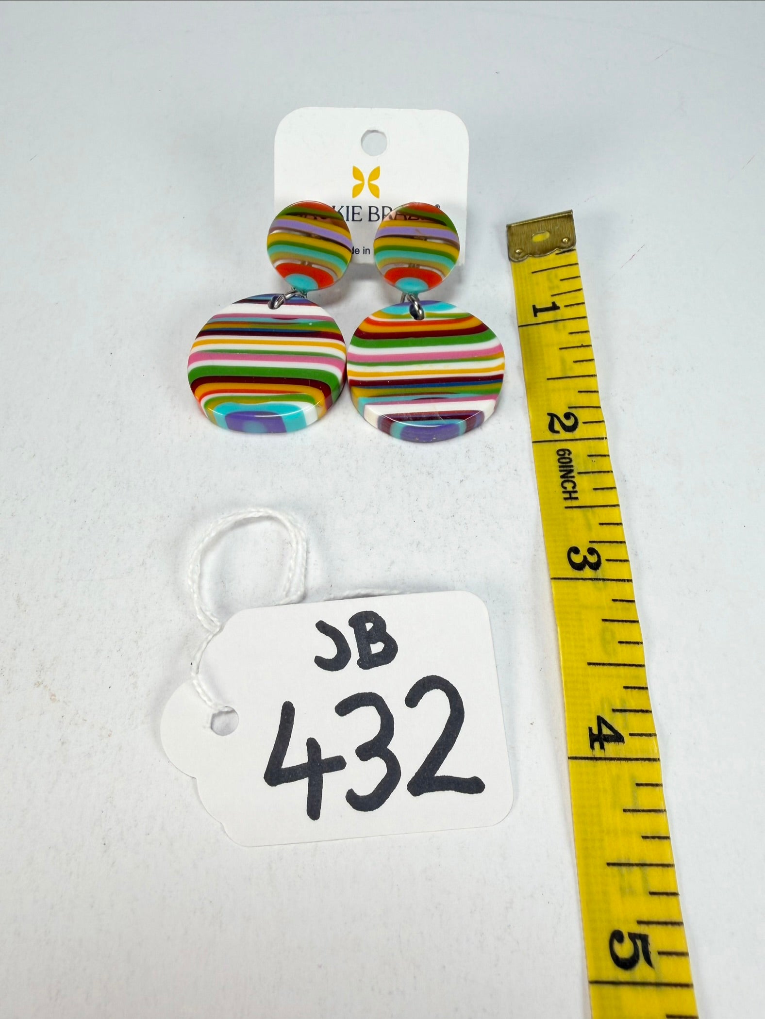 Jackie Brazil "Duo Stud" Liquorice Mix Colours Disk On Pin Resin Earrings ( E0520 )