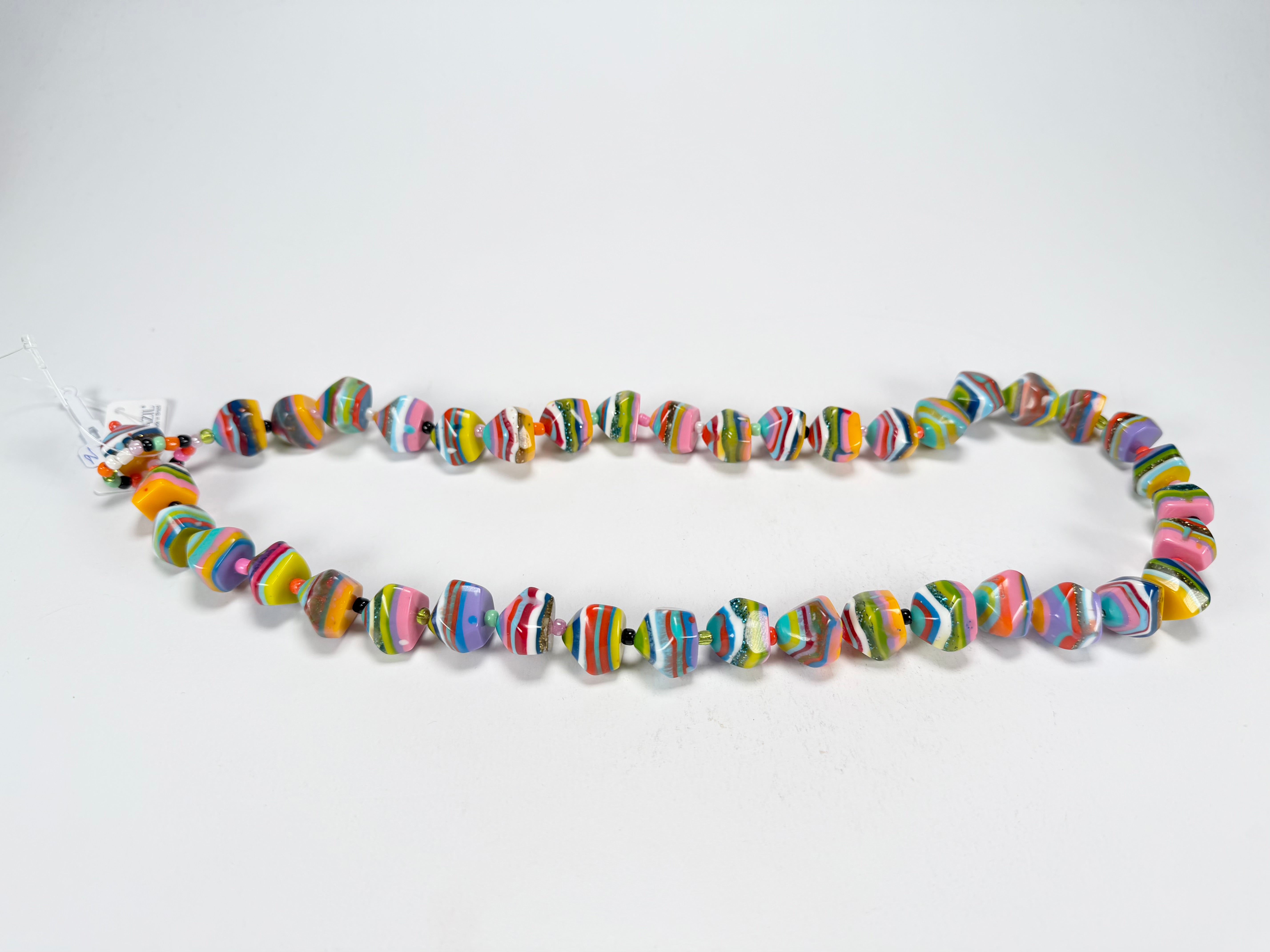 Jackie Brazil "Camille" Liquorice Stripes x Kandinsky Small Stones 70cm Necklace ( N0075 )