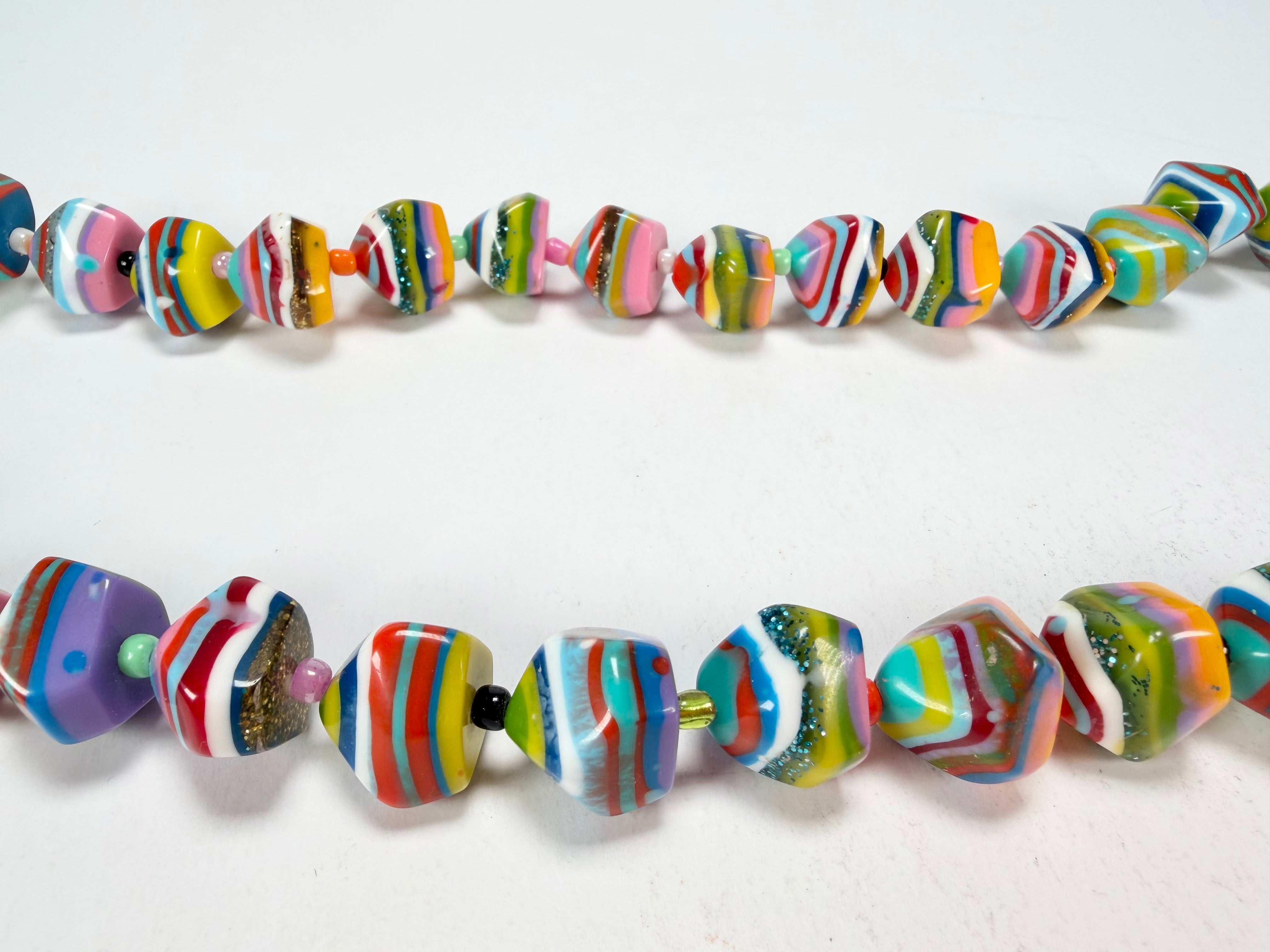 Jackie Brazil "Camille" Liquorice Stripes x Kandinsky Small Stones 70cm Necklace ( N0075 )