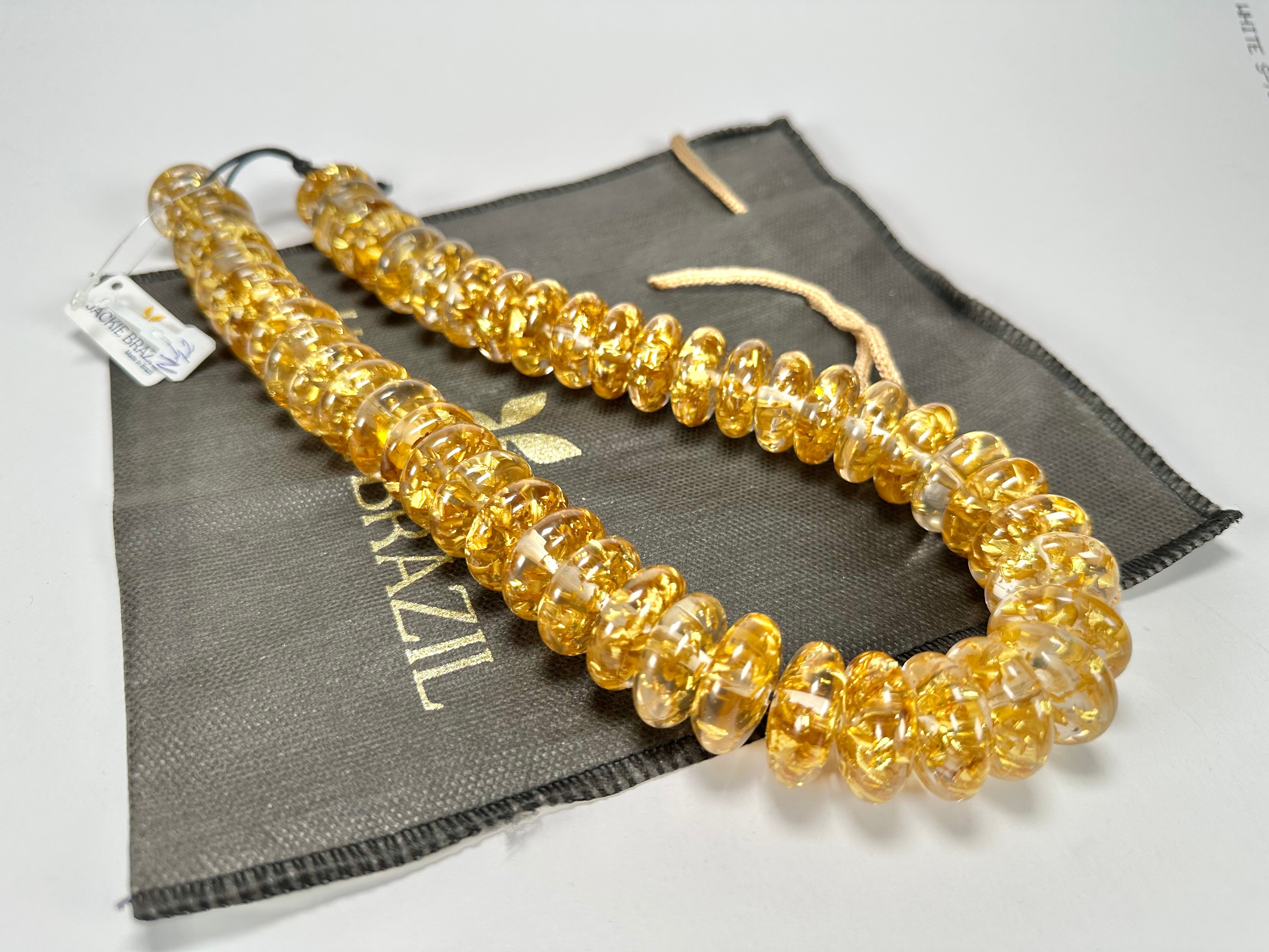 Jackie Brazil "Ana" Gold Flakes Resin Wheels 50cm Necklace ( N0042 )