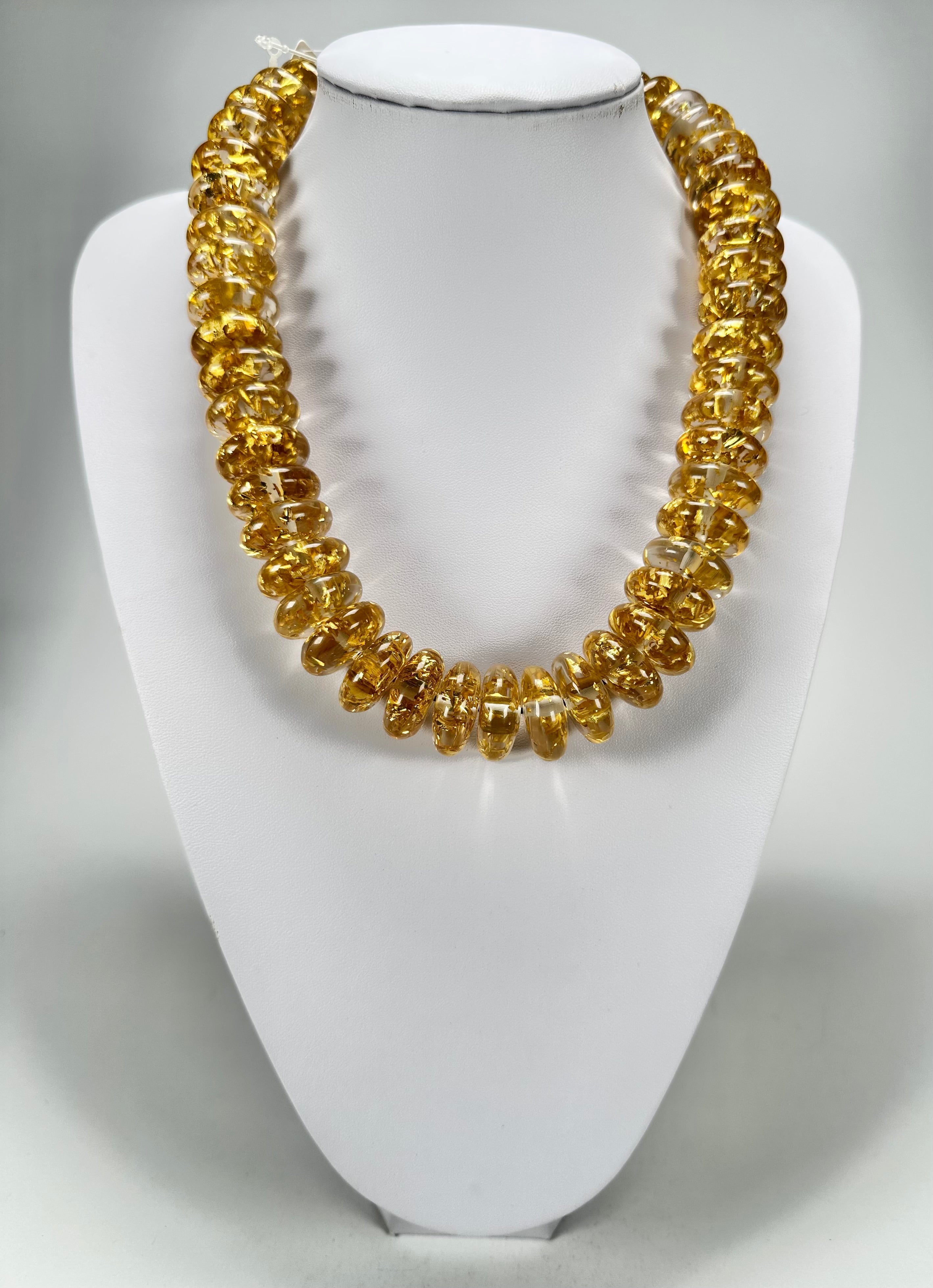 Jackie Brazil "Ana" Gold Flakes Resin Wheels 50cm Necklace ( N0042 )