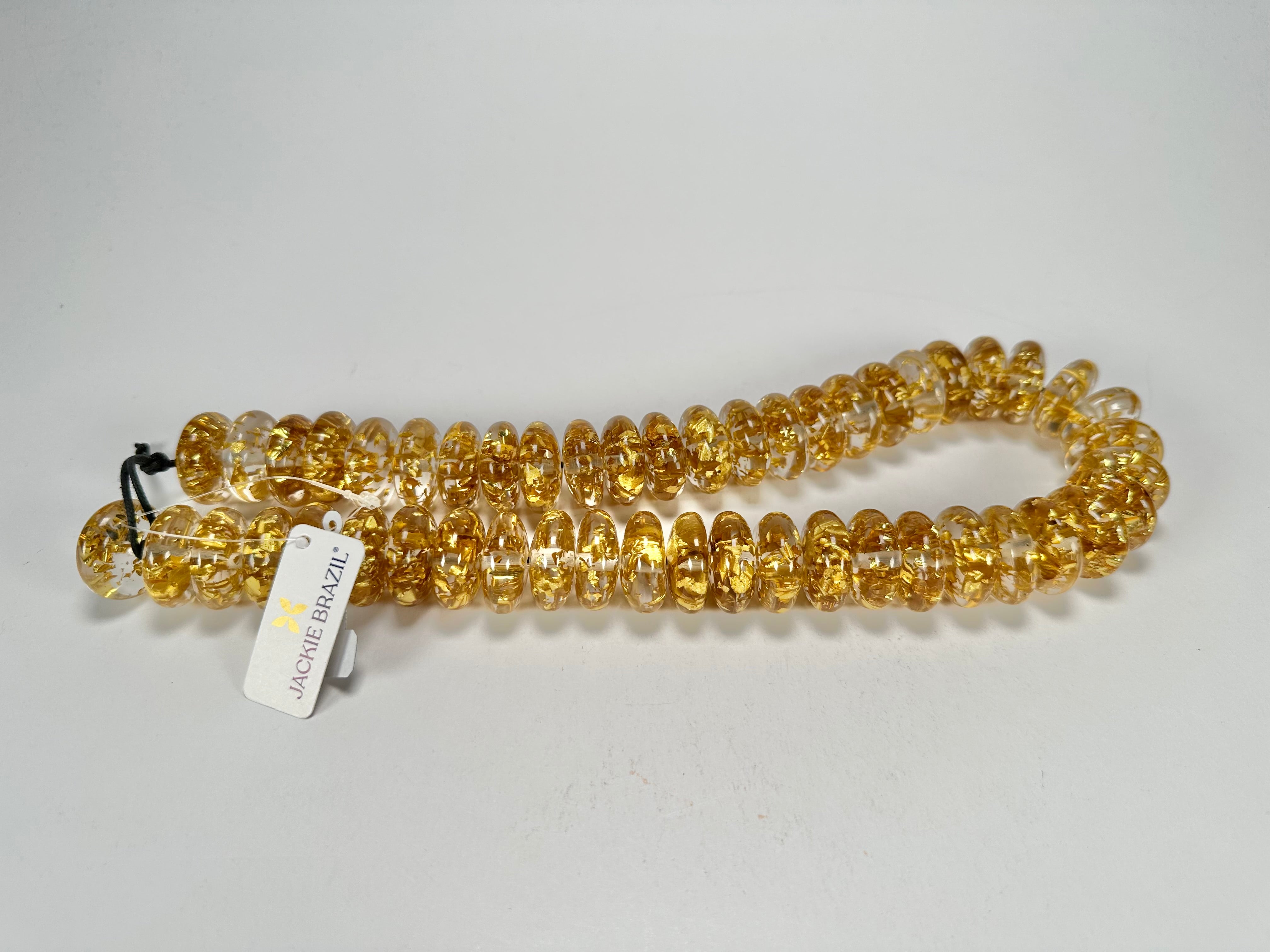 Jackie Brazil "Ana" Gold Flakes Resin Wheels 50cm Necklace ( N0042 )