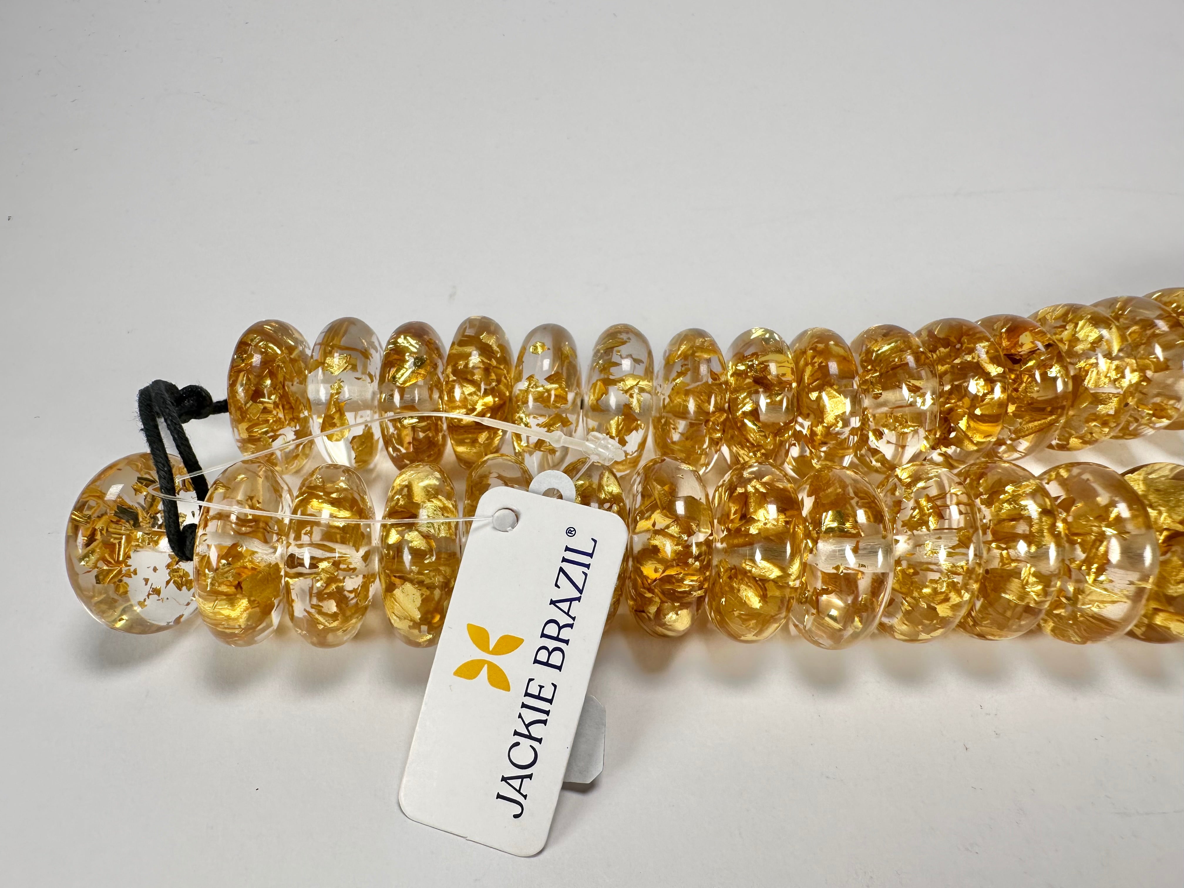 Jackie Brazil "Ana" Gold Flakes Resin Wheels 50cm Necklace ( N0042 )