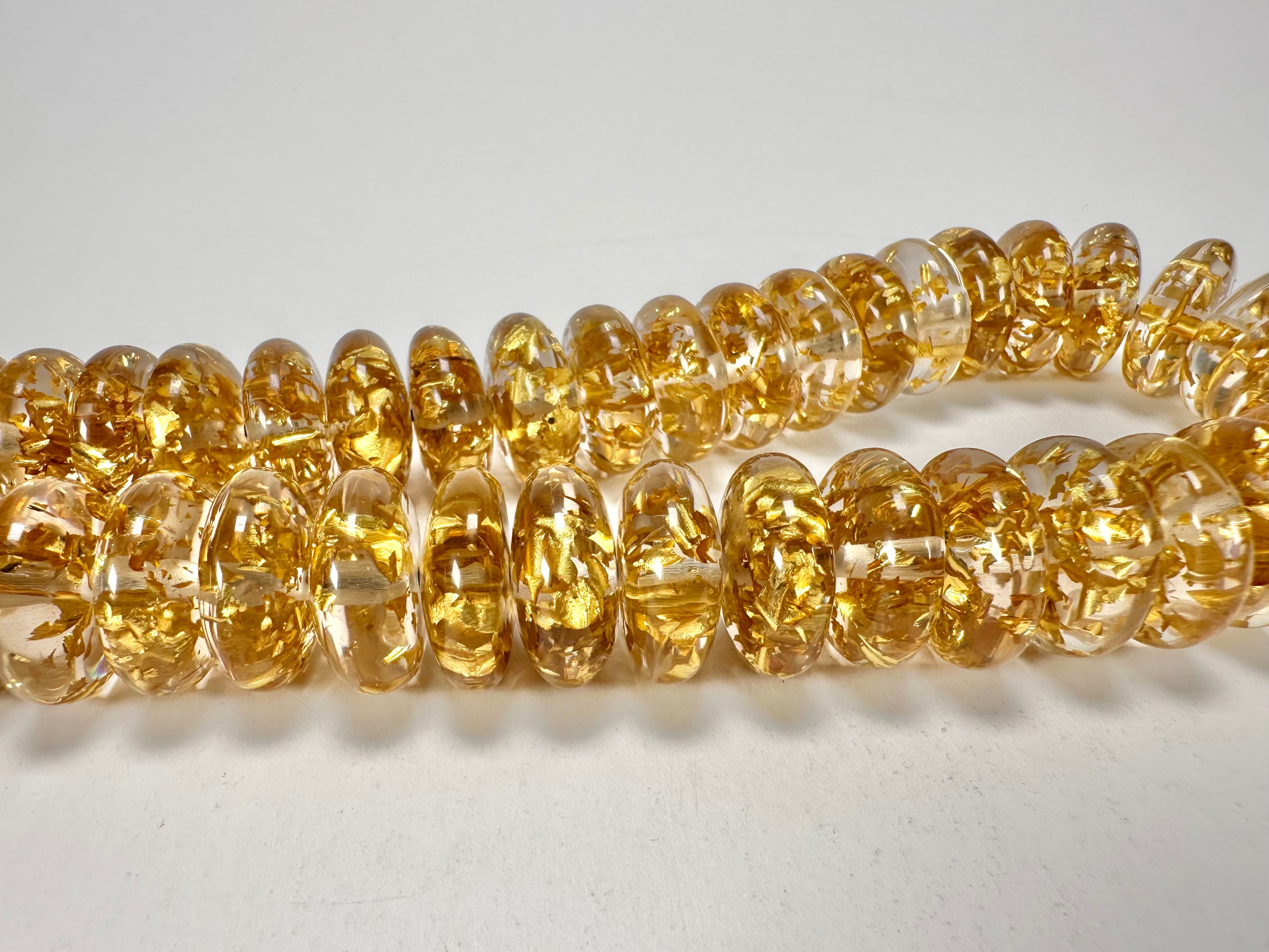 Jackie Brazil "Ana" Gold Flakes Resin Wheels 50cm Necklace ( N0042 )