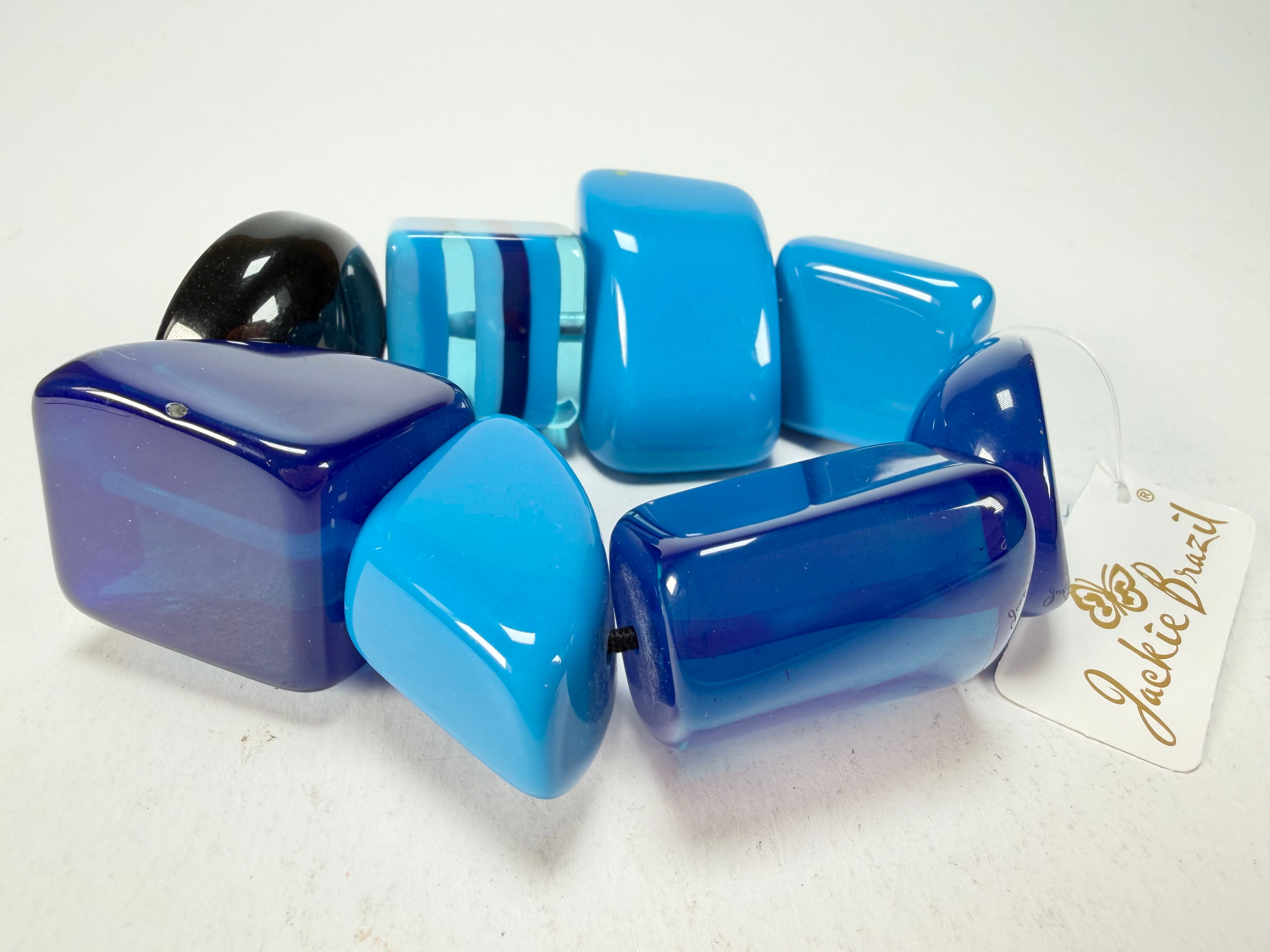 Jackie Brazil "Indiana" Light Blue Mix Multi Bead Resin Bracelet ( B0210 )