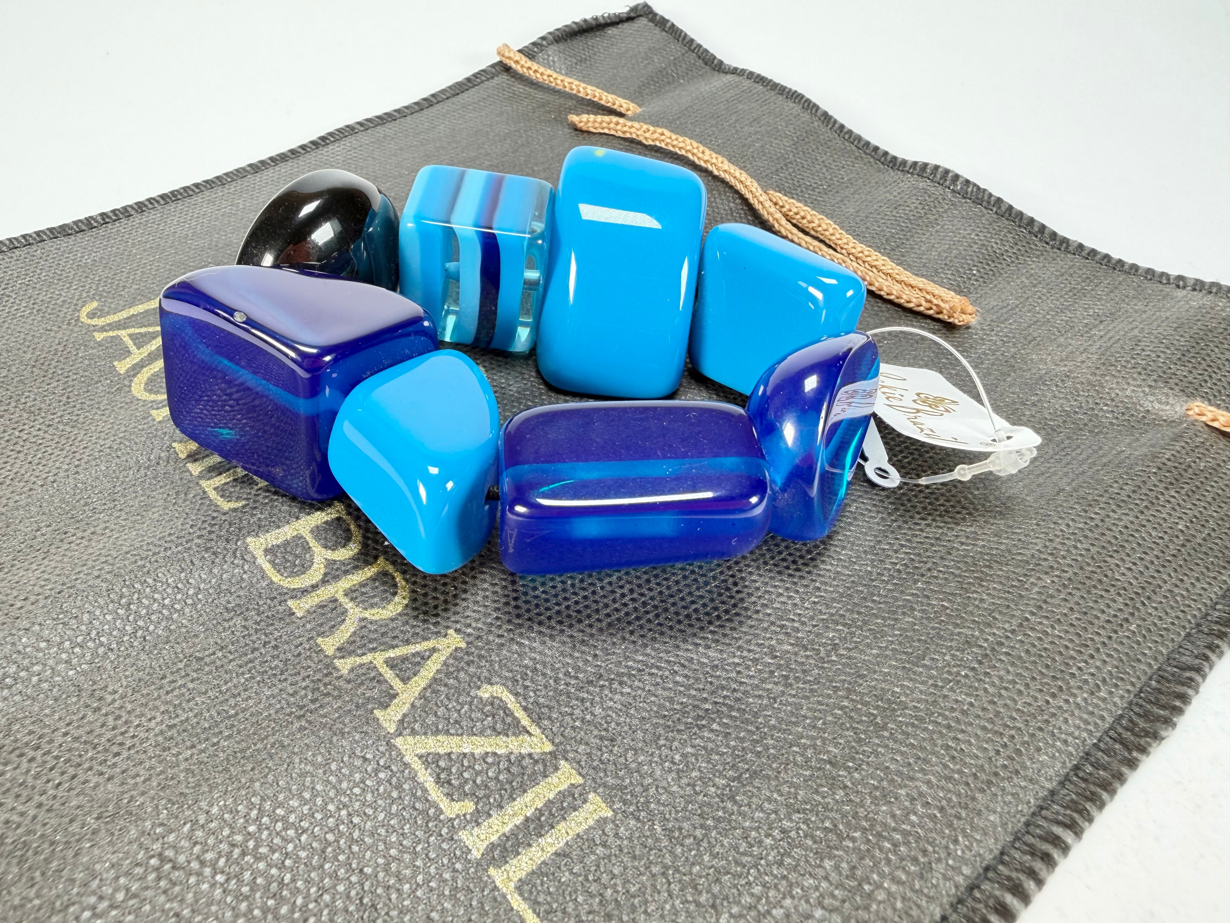 Jackie Brazil "Indiana" Light Blue Mix Multi Bead Resin Bracelet ( B0210 )