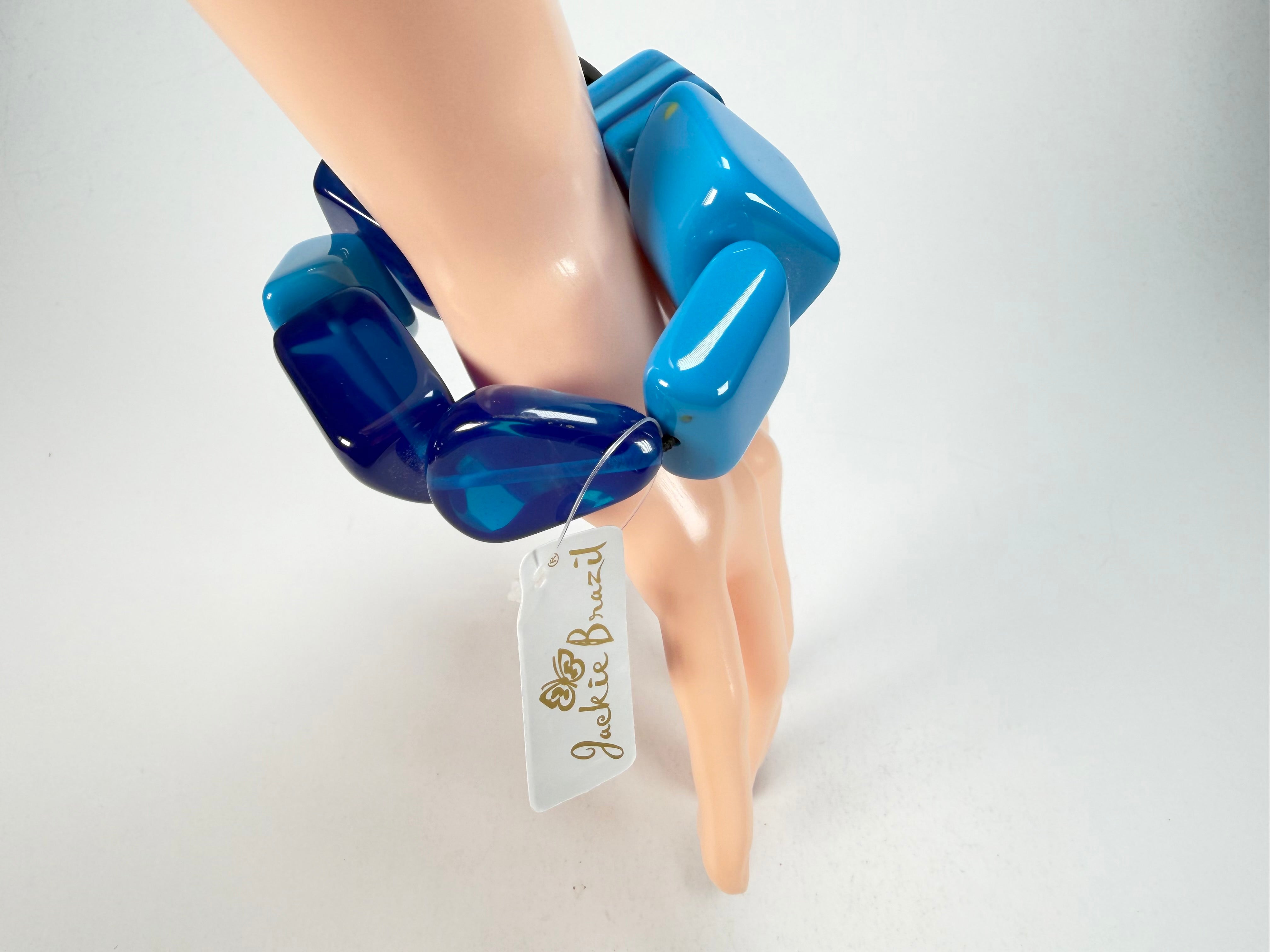 Jackie Brazil "Indiana" Light Blue Mix Multi Bead Resin Bracelet ( B0210 )