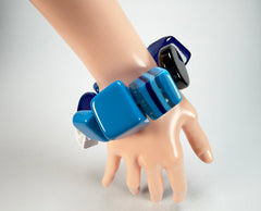 Jackie Brazil "Indiana" Light Blue Mix Multi Bead Resin Bracelet ( B0210 )