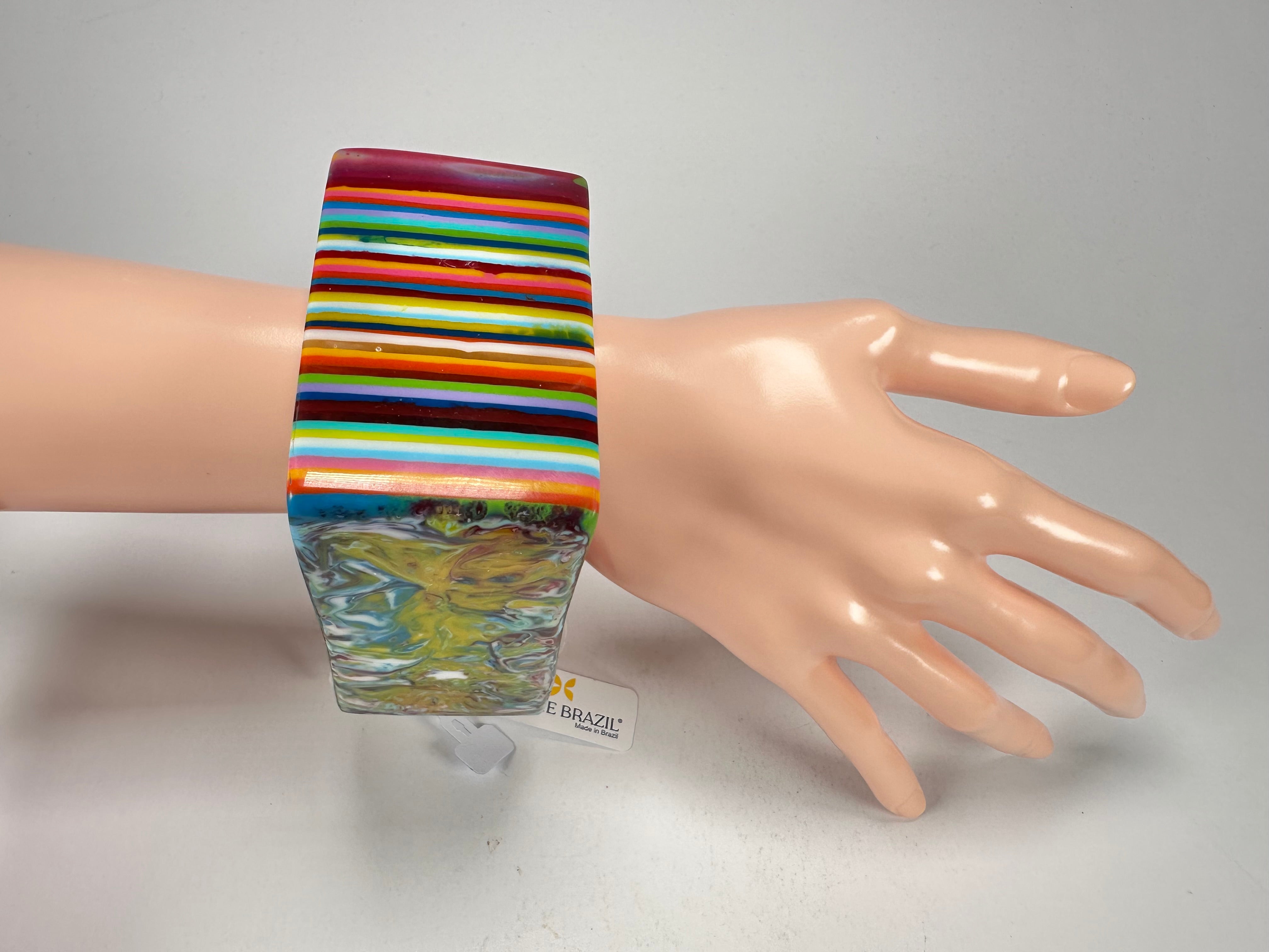 Jackie Brazil "Solid Square" Mix Stripes x Kandinsky 5cm Bangle ( B2100 )