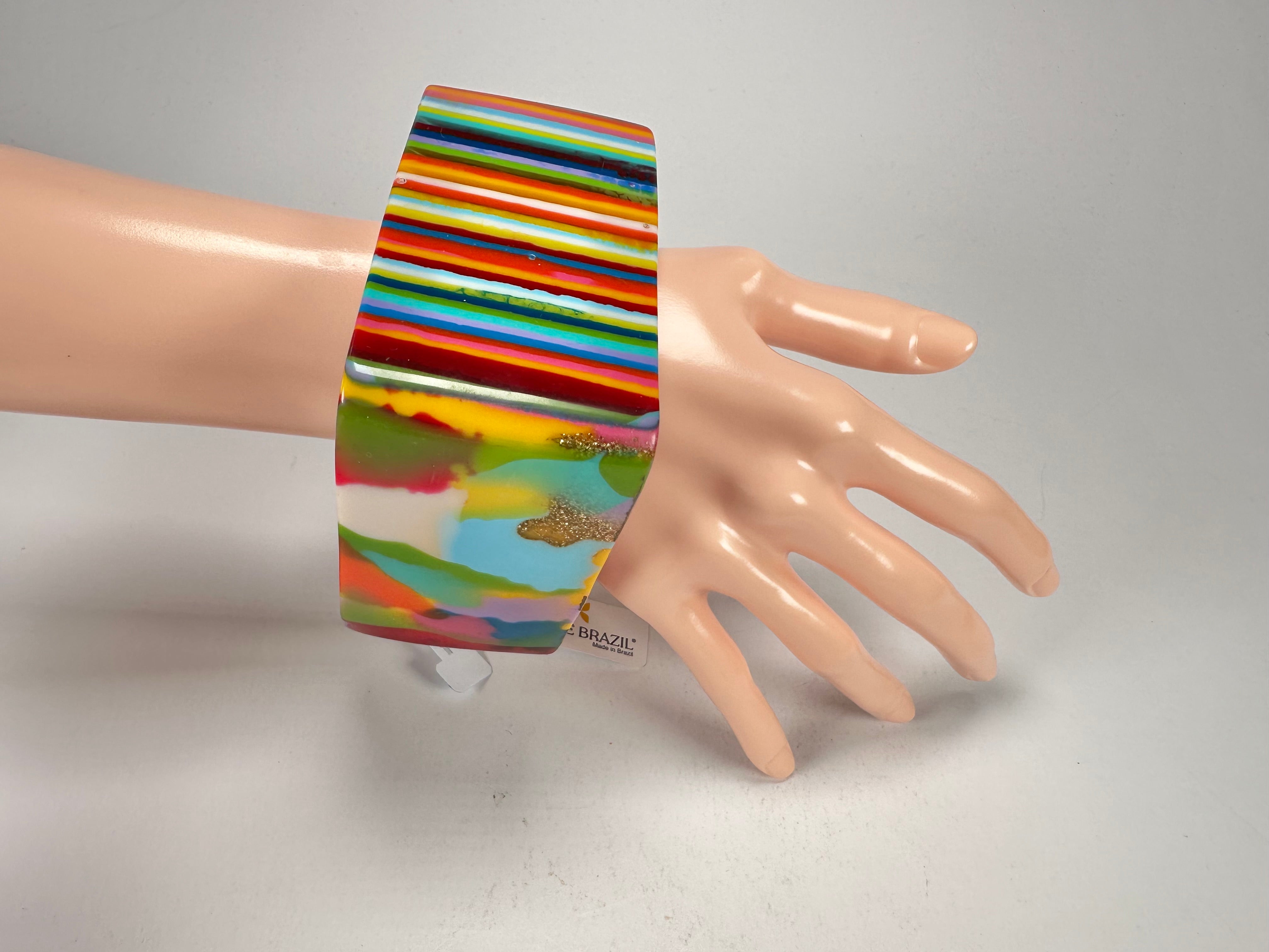 Jackie Brazil "Solid Square" Mix Stripes x Kandinsky 5cm Bangle ( B2100 )