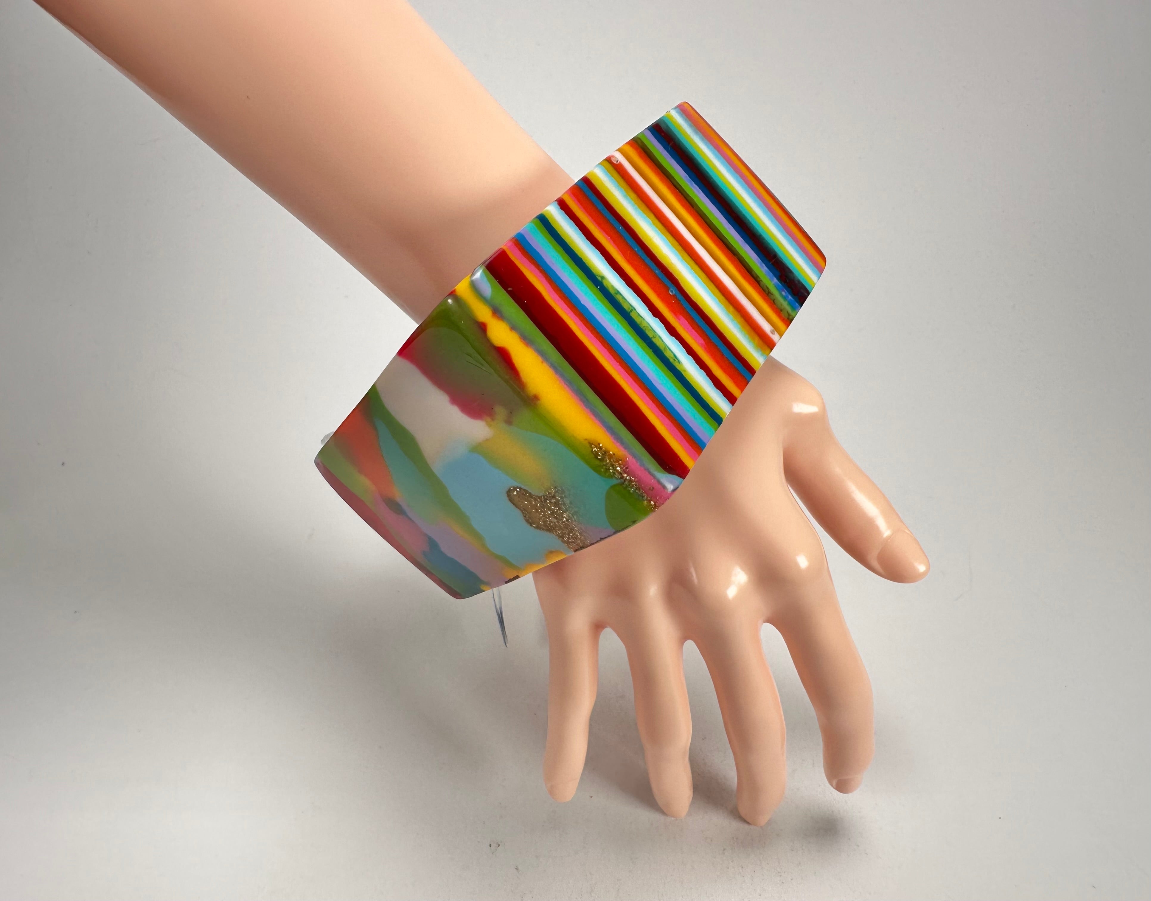 Jackie Brazil "Solid Square" Mix Stripes x Kandinsky 5cm Bangle ( B2100 )