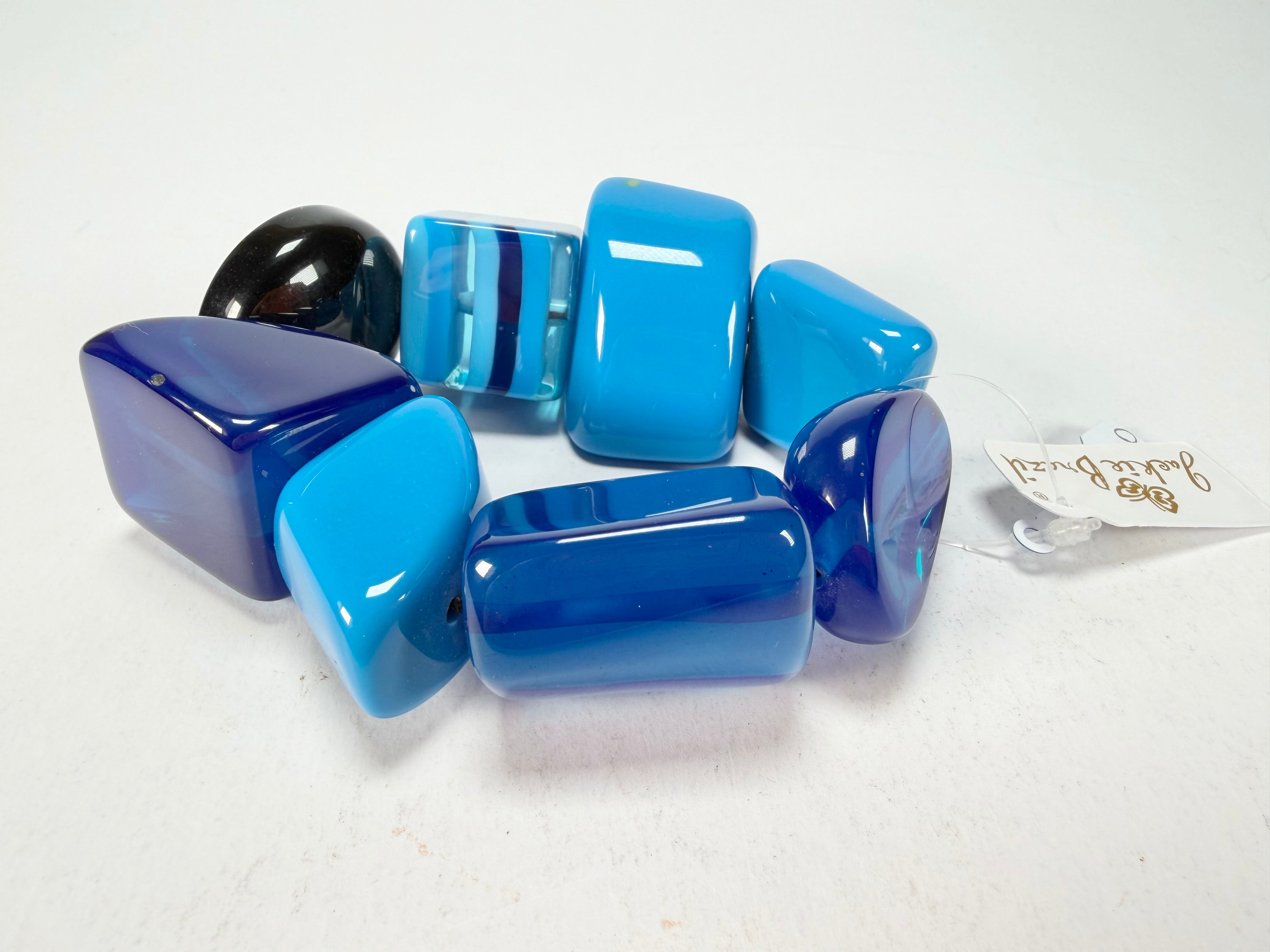 Jackie Brazil "Indiana" Light Blue Mix Multi Bead Resin Bracelet ( B0210 )