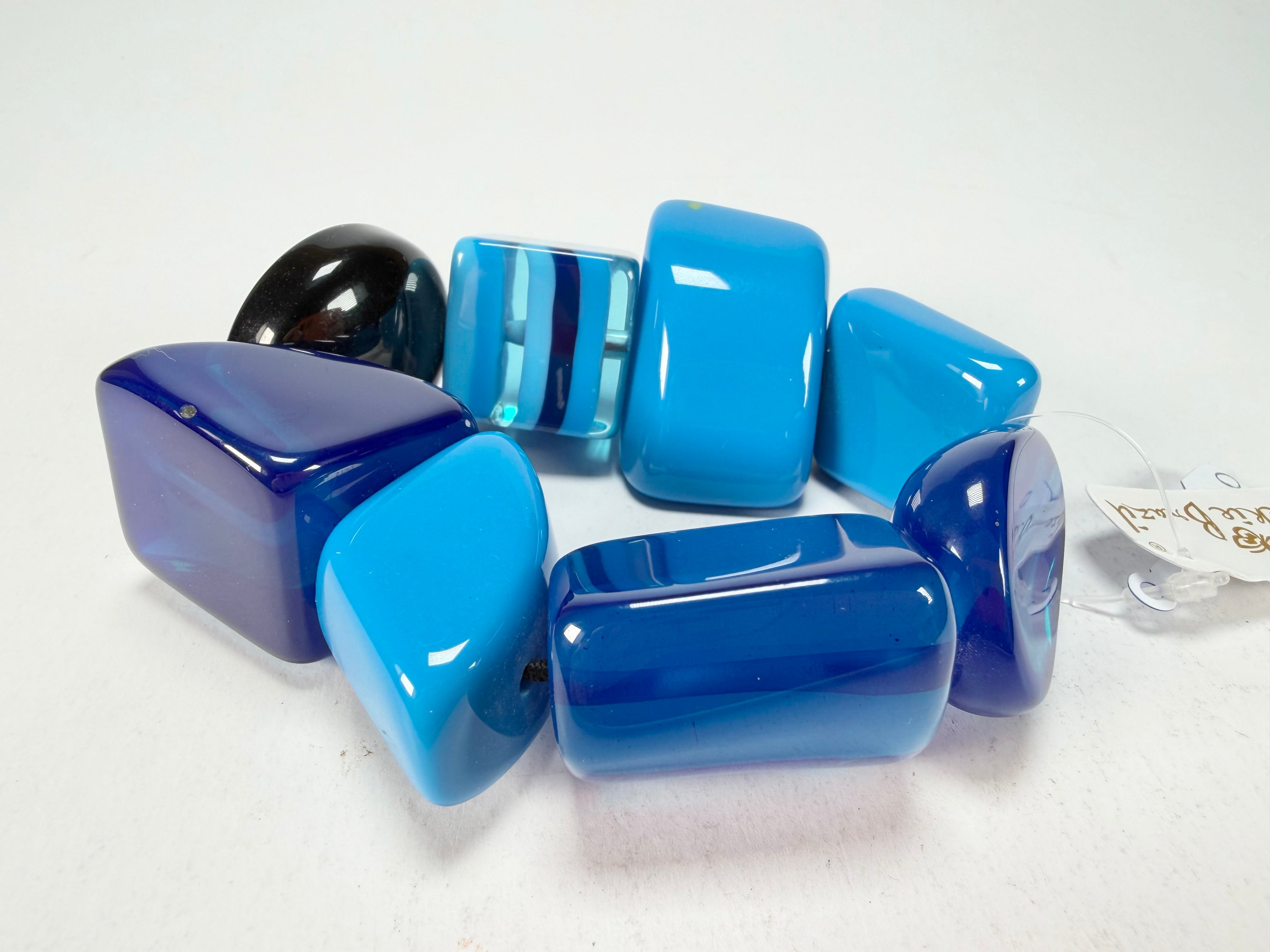 Jackie Brazil "Indiana" Light Blue Mix Multi Bead Resin Bracelet ( B0210 )