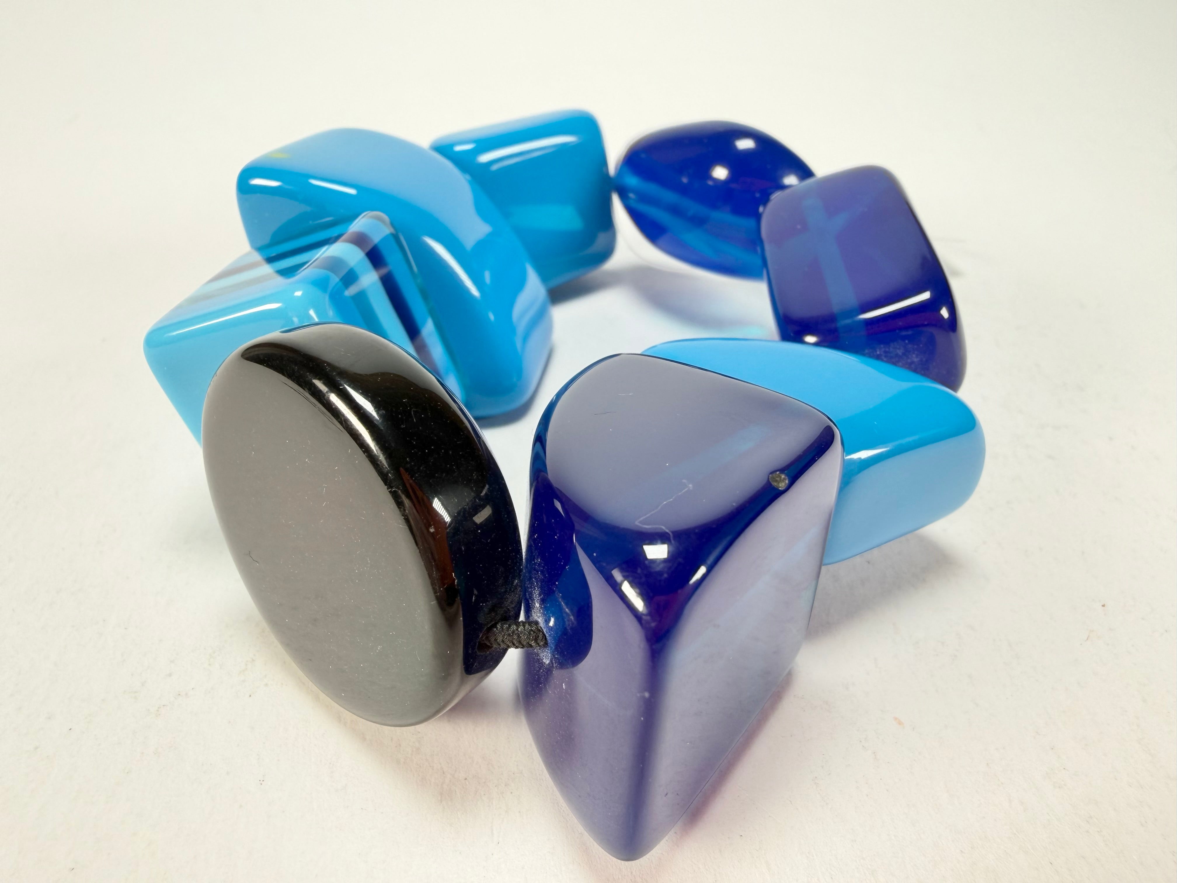 Jackie Brazil "Indiana" Light Blue Mix Multi Bead Resin Bracelet ( B0210 )