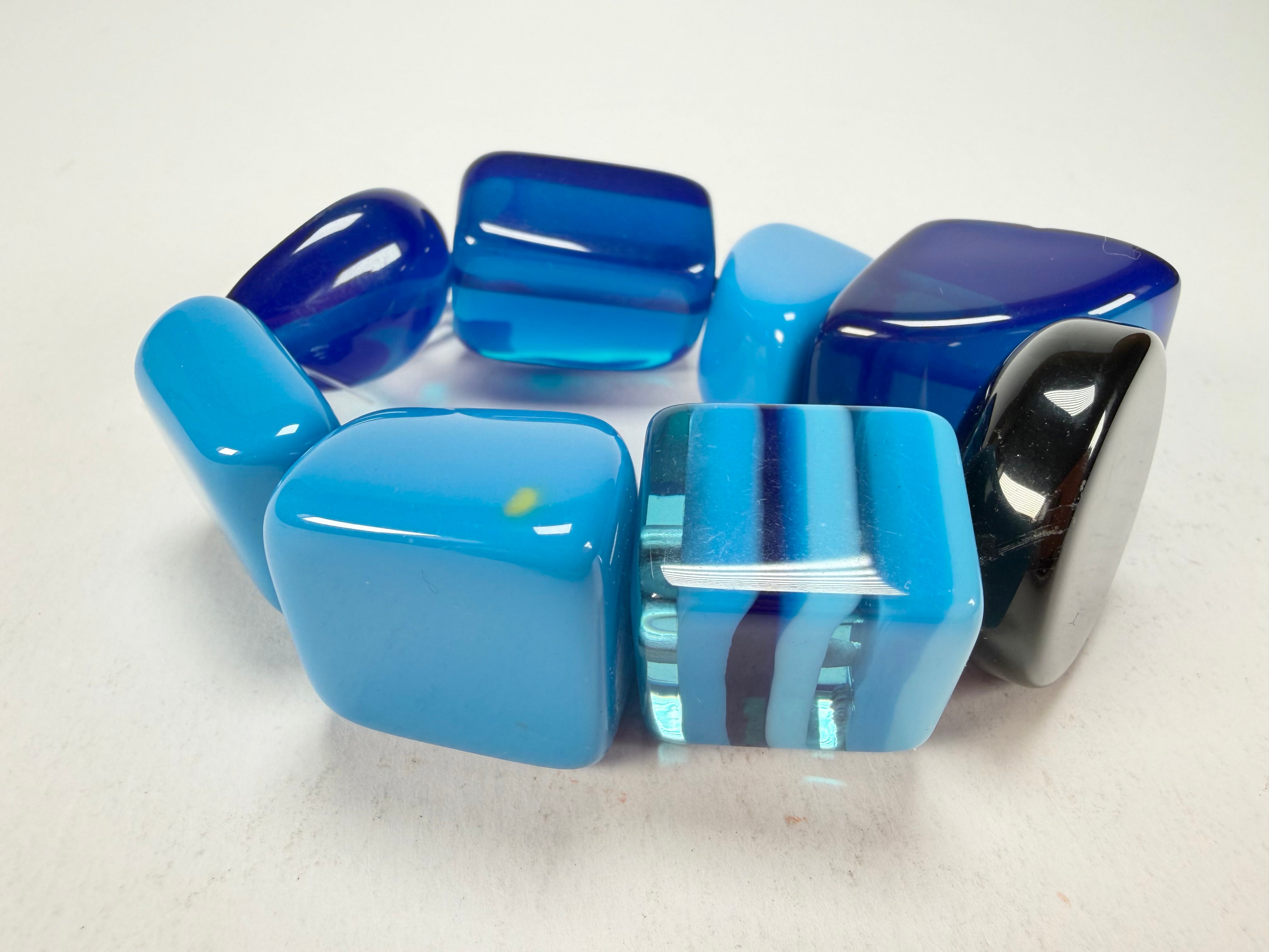 Jackie Brazil "Indiana" Light Blue Mix Multi Bead Resin Bracelet ( B0210 )