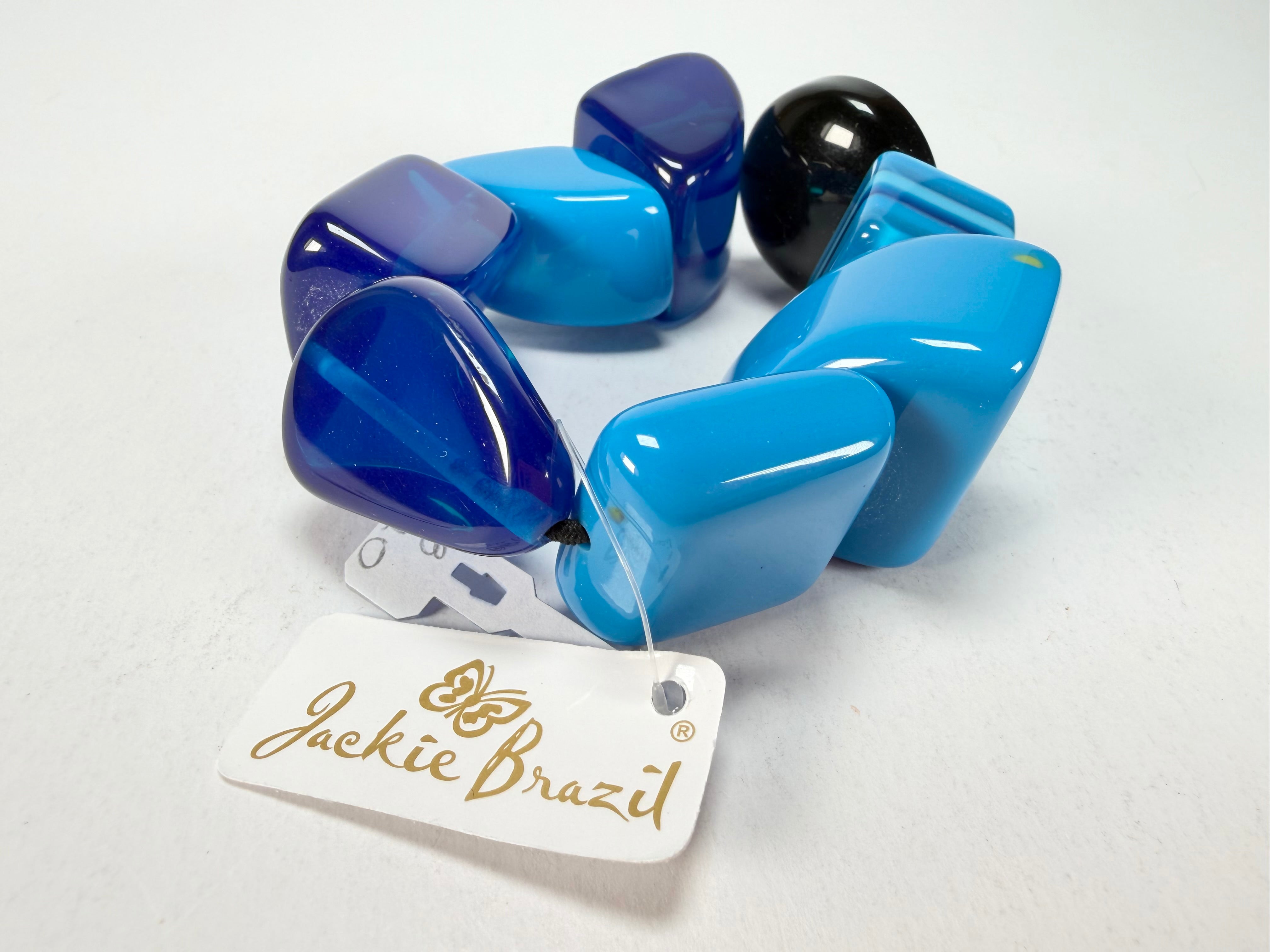 Jackie Brazil "Indiana" Light Blue Mix Multi Bead Resin Bracelet ( B0210 )