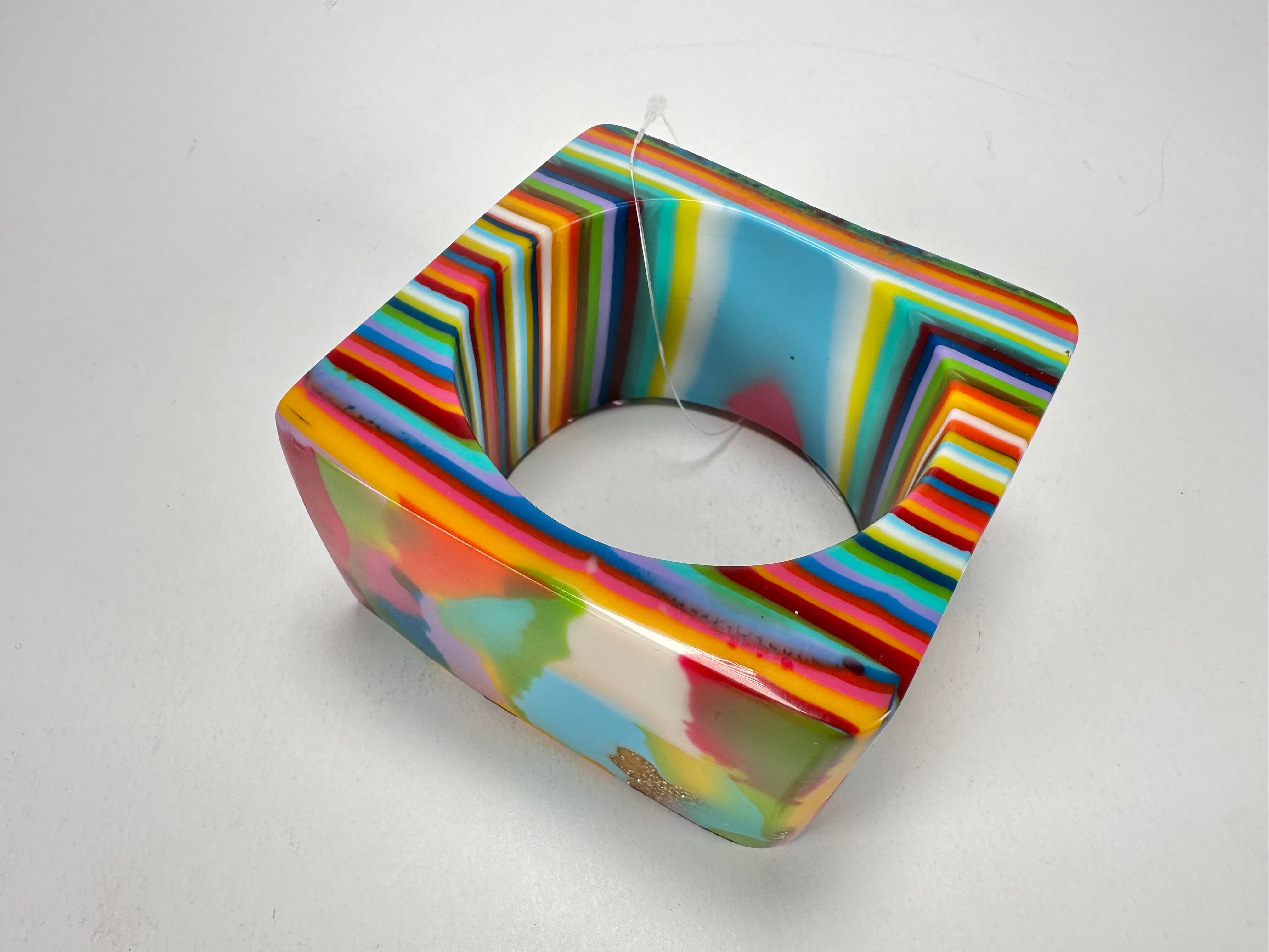 Jackie Brazil "Solid Square" Mix Stripes x Kandinsky 5cm Bangle ( B2100 )