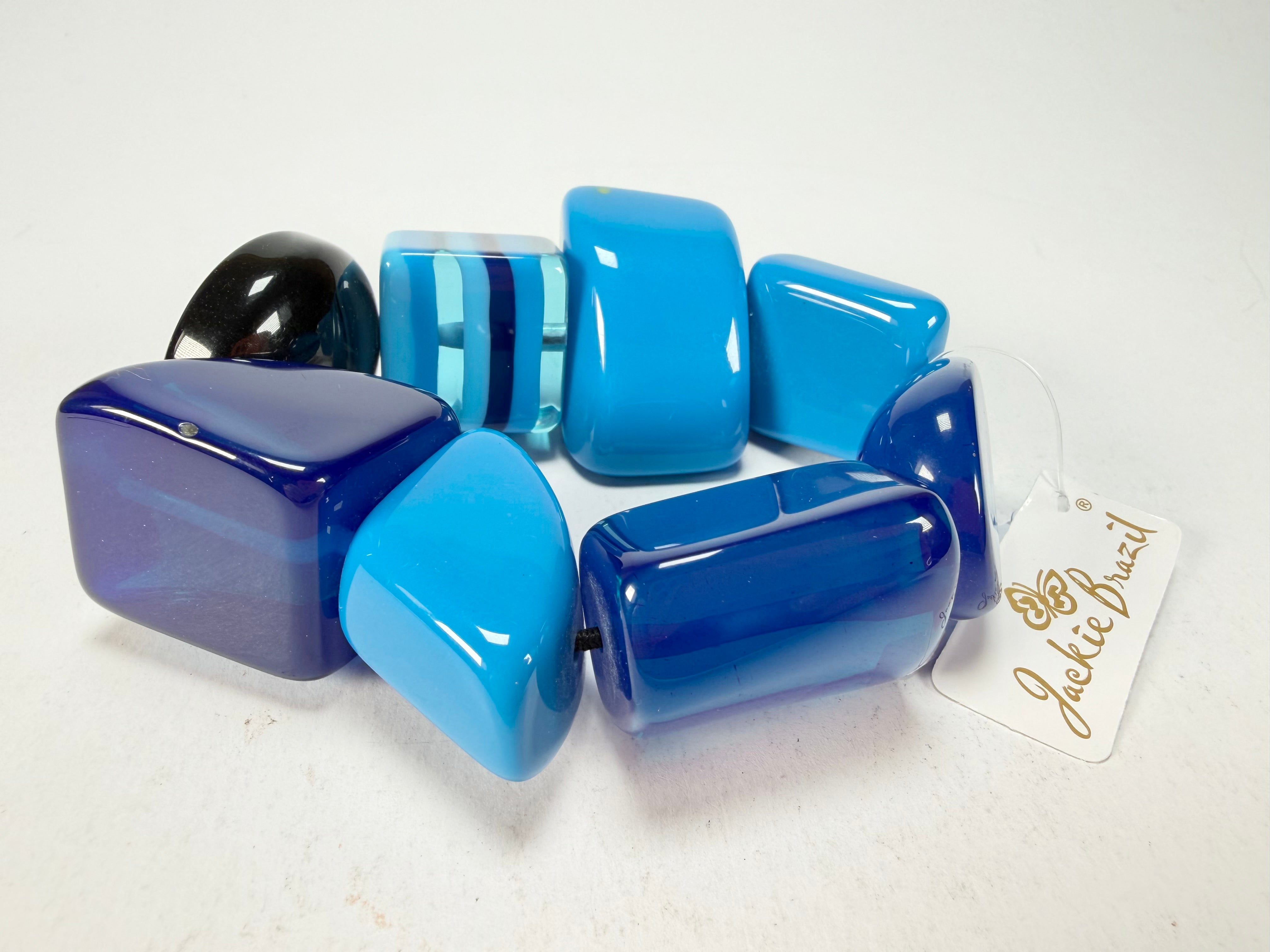 Jackie Brazil "Indiana" Light Blue Mix Multi Bead Resin Bracelet ( B0210 )