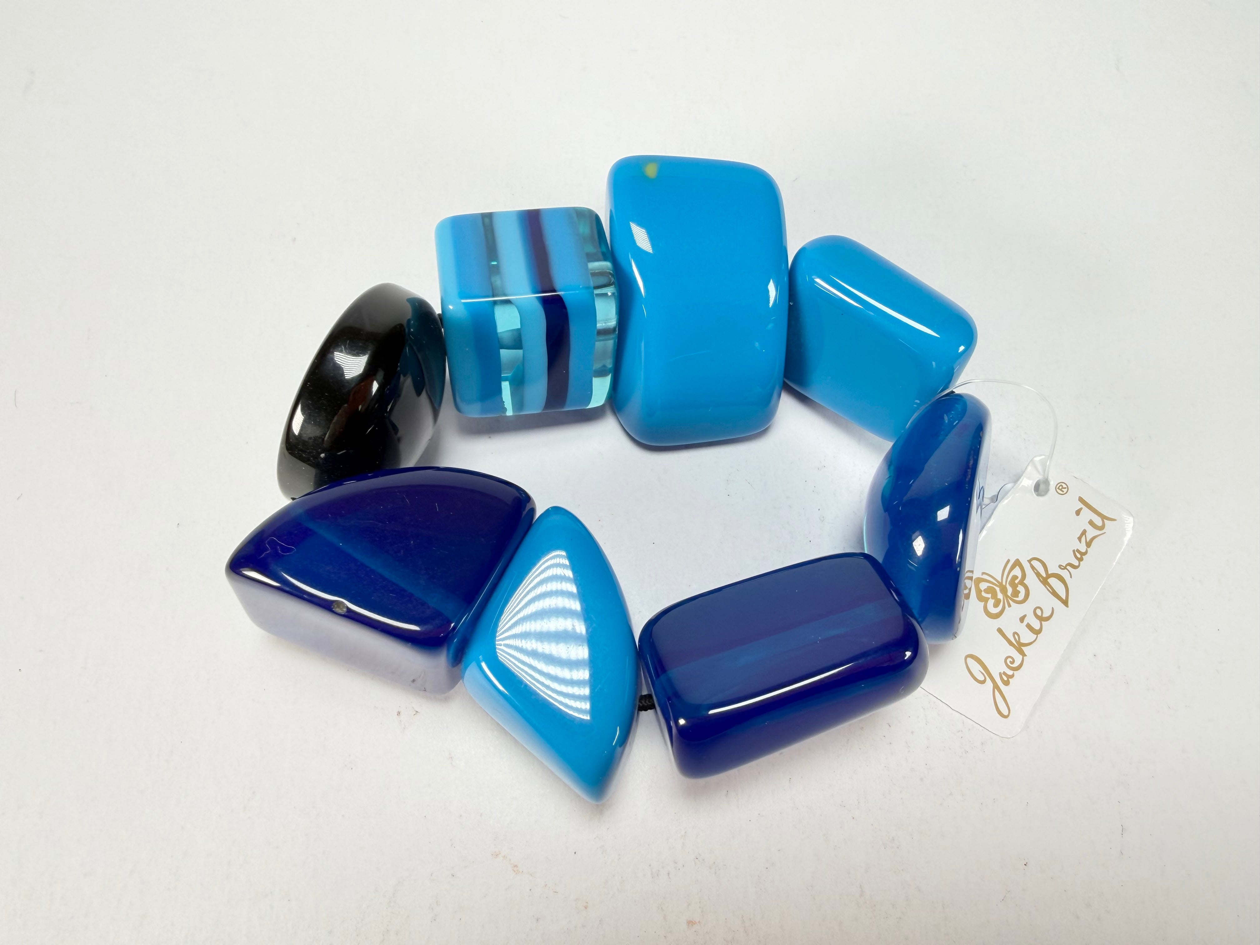 Jackie Brazil "Indiana" Light Blue Mix Multi Bead Resin Bracelet ( B0210 )