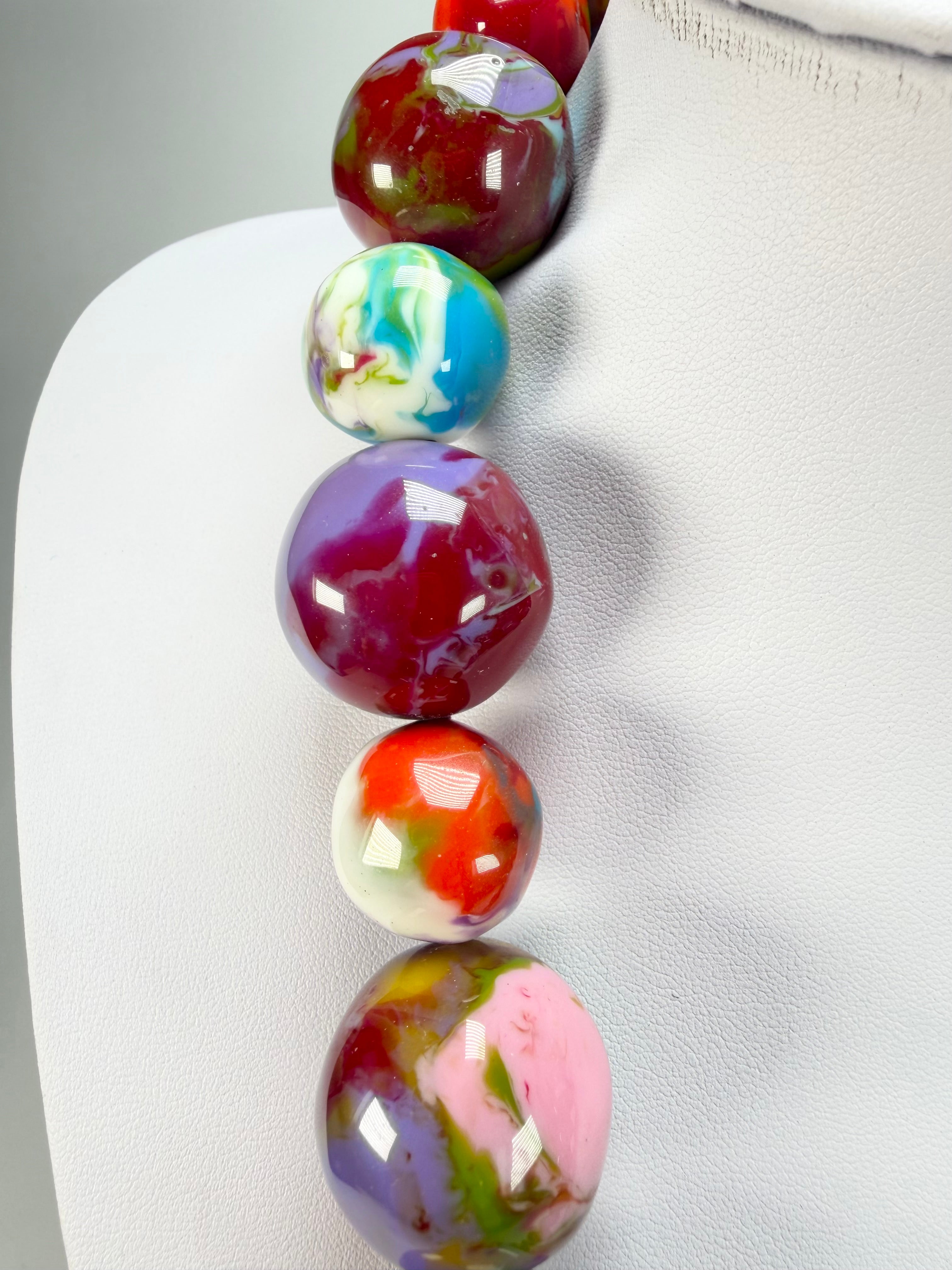 Jackie Brazil "Large Spheres" Kandinsky Long Abstract Necklace 75cm ( N2694 )