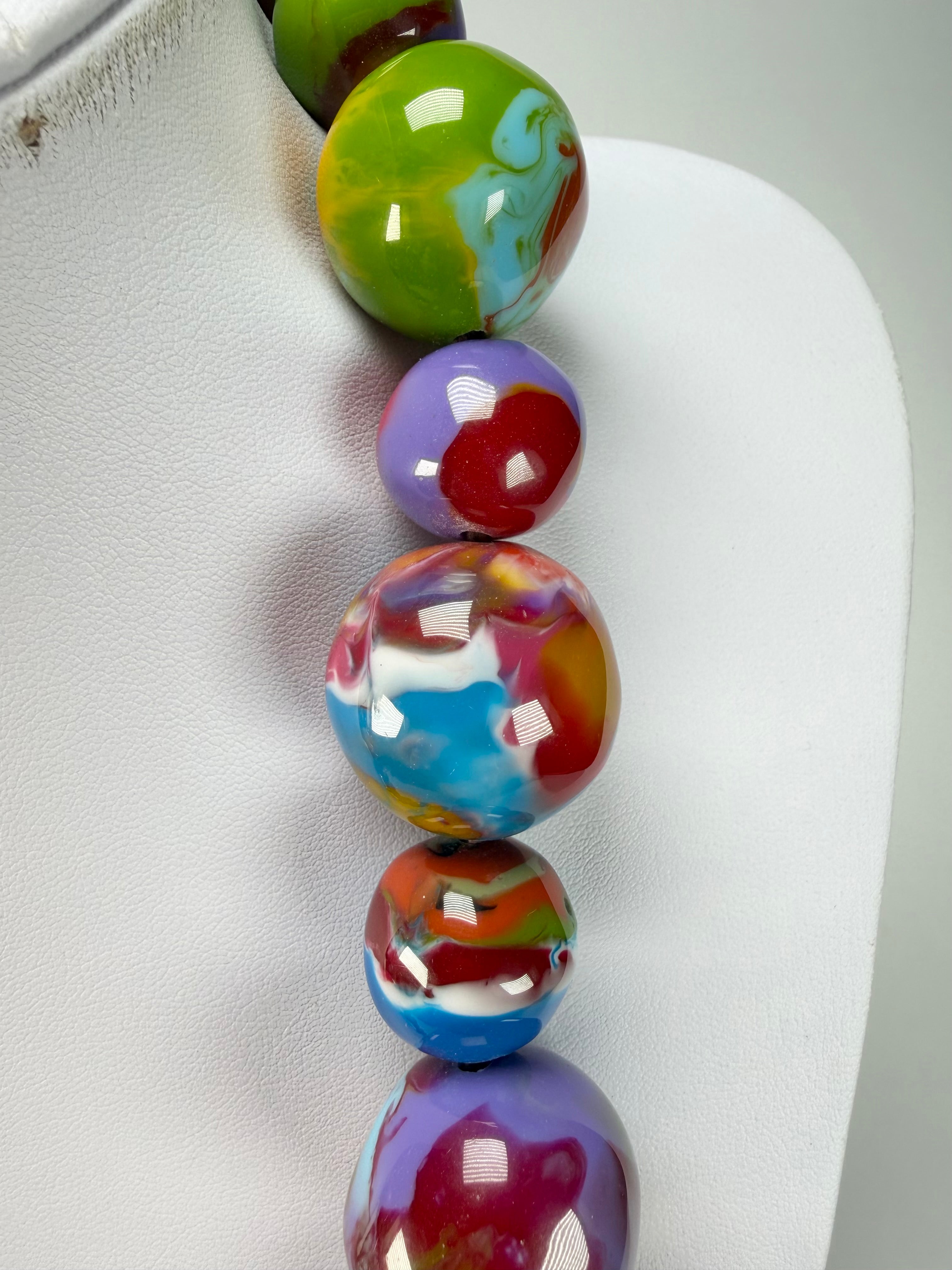 Jackie Brazil "Large Spheres" Kandinsky Long Abstract Necklace 75cm ( N2694 )