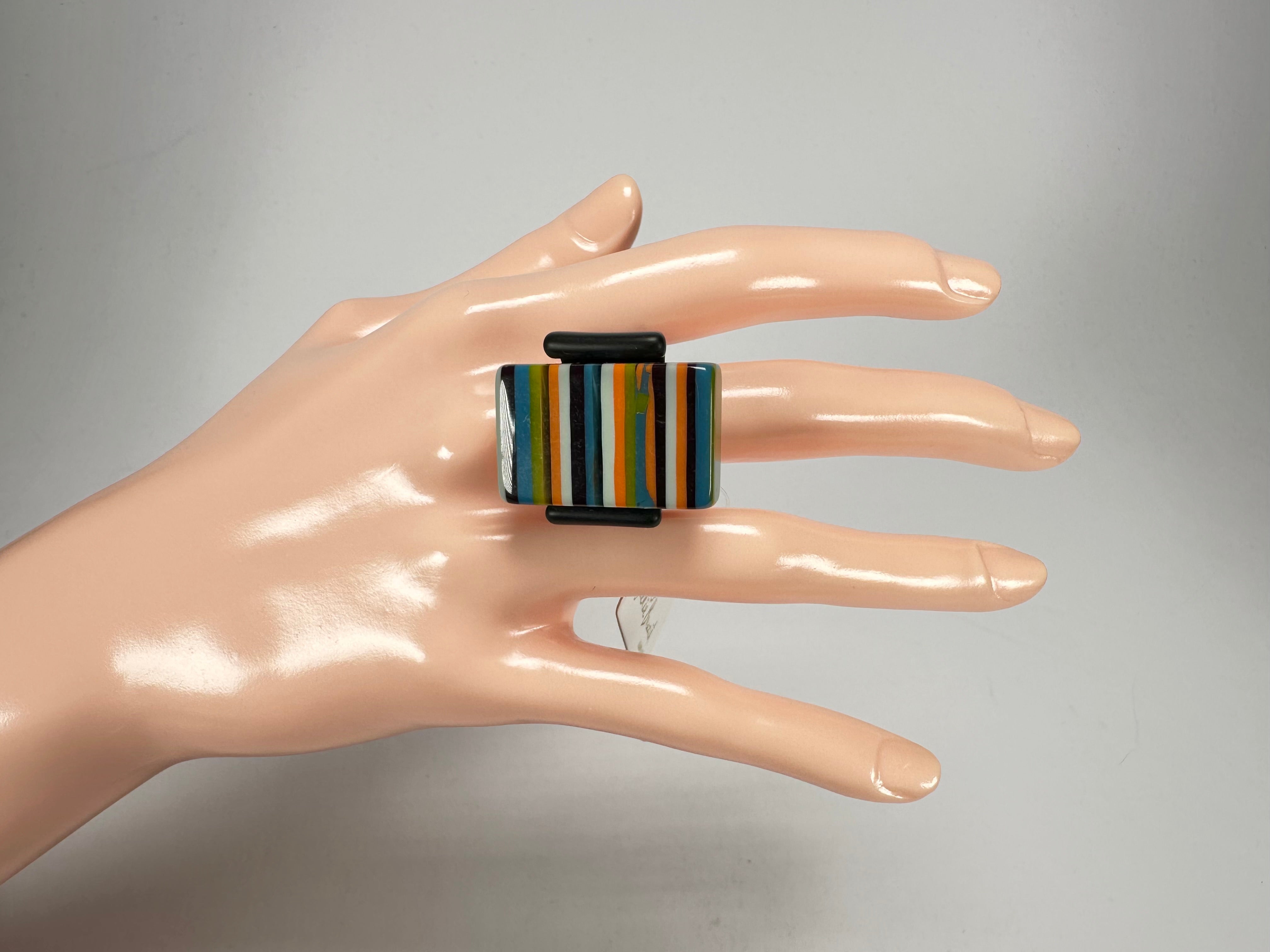 Jackie Brazil "Toppa" Liquorice Winter Mix Resin Ring ( R0152 ) UK P  / USA 8