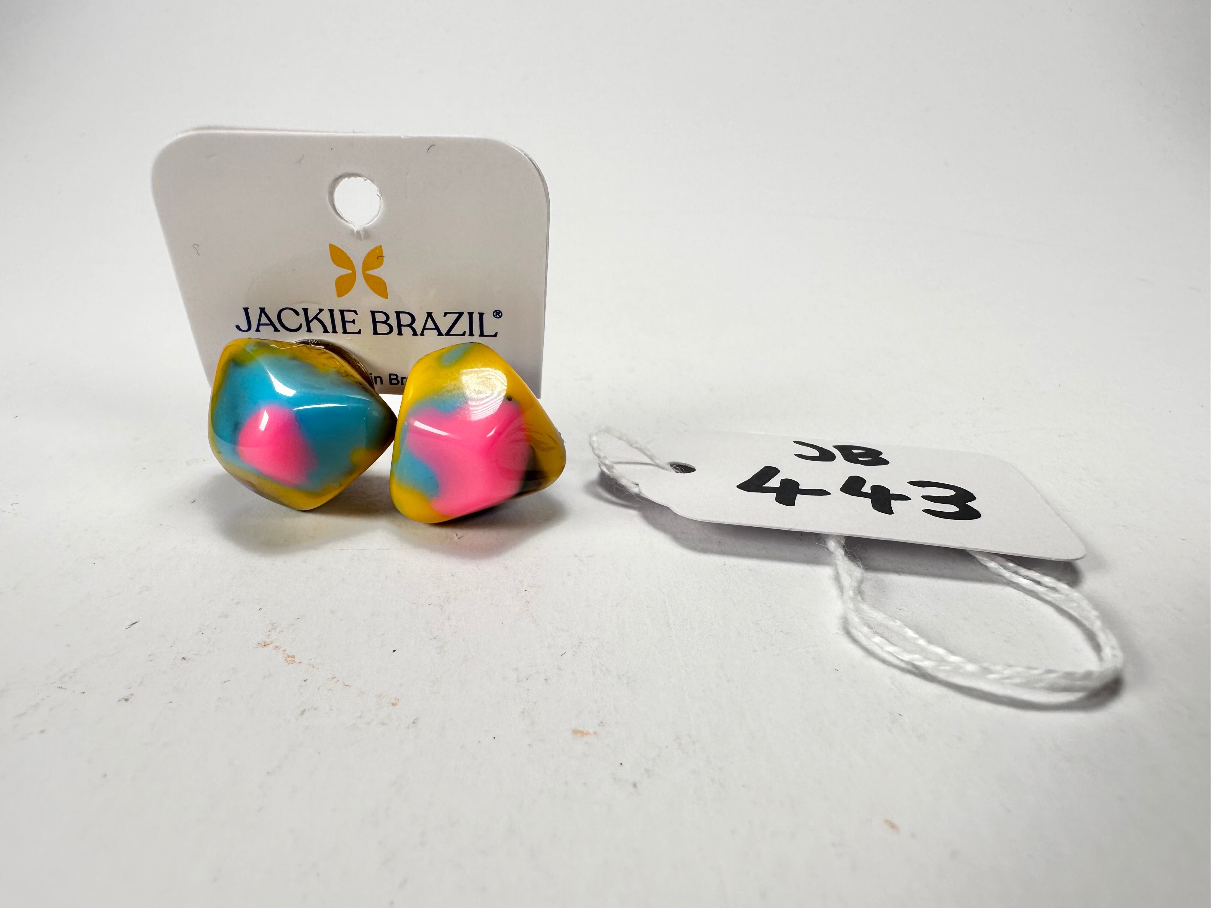 Jackie Brazil "Camille" Kandinsky Abstract Resin Clip On Earrings ( E1053 )