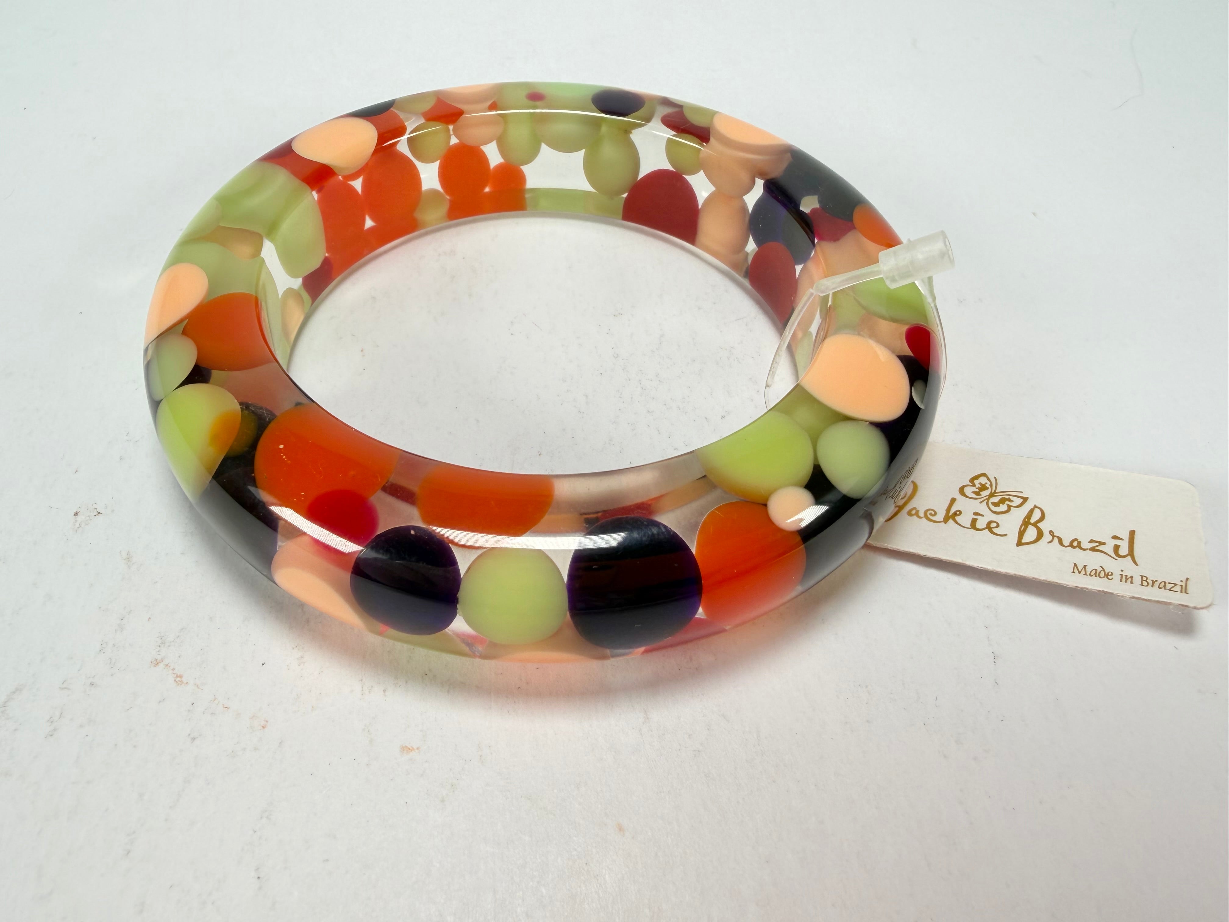 Jackie Brazil "Shinny Spotted" Party Mix Spots Solid Round Resin 1.7cm Bangle ( B1726 )
