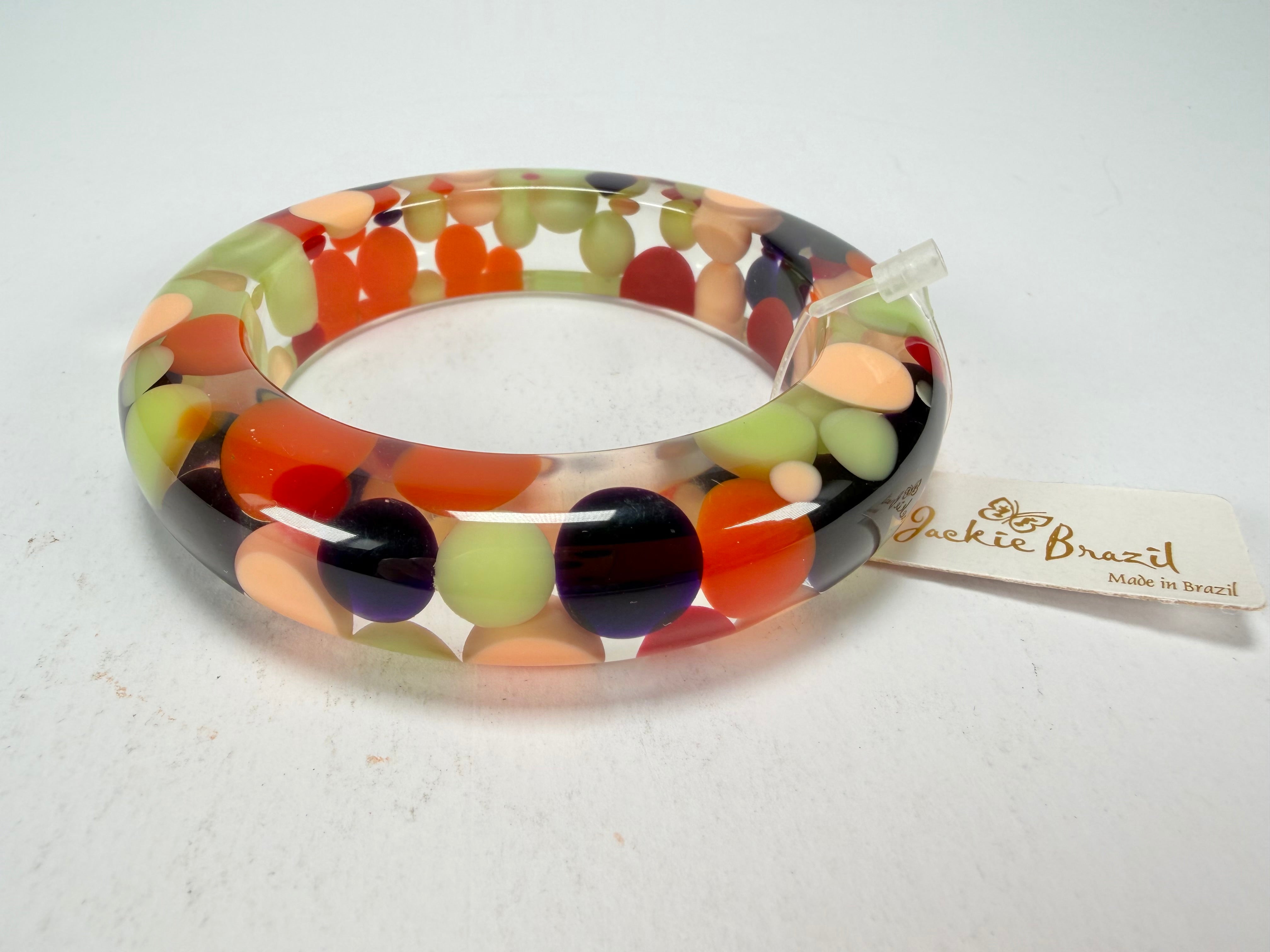 Jackie Brazil "Shinny Spotted" Party Mix Spots Solid Round Resin 1.7cm Bangle ( B1726 )