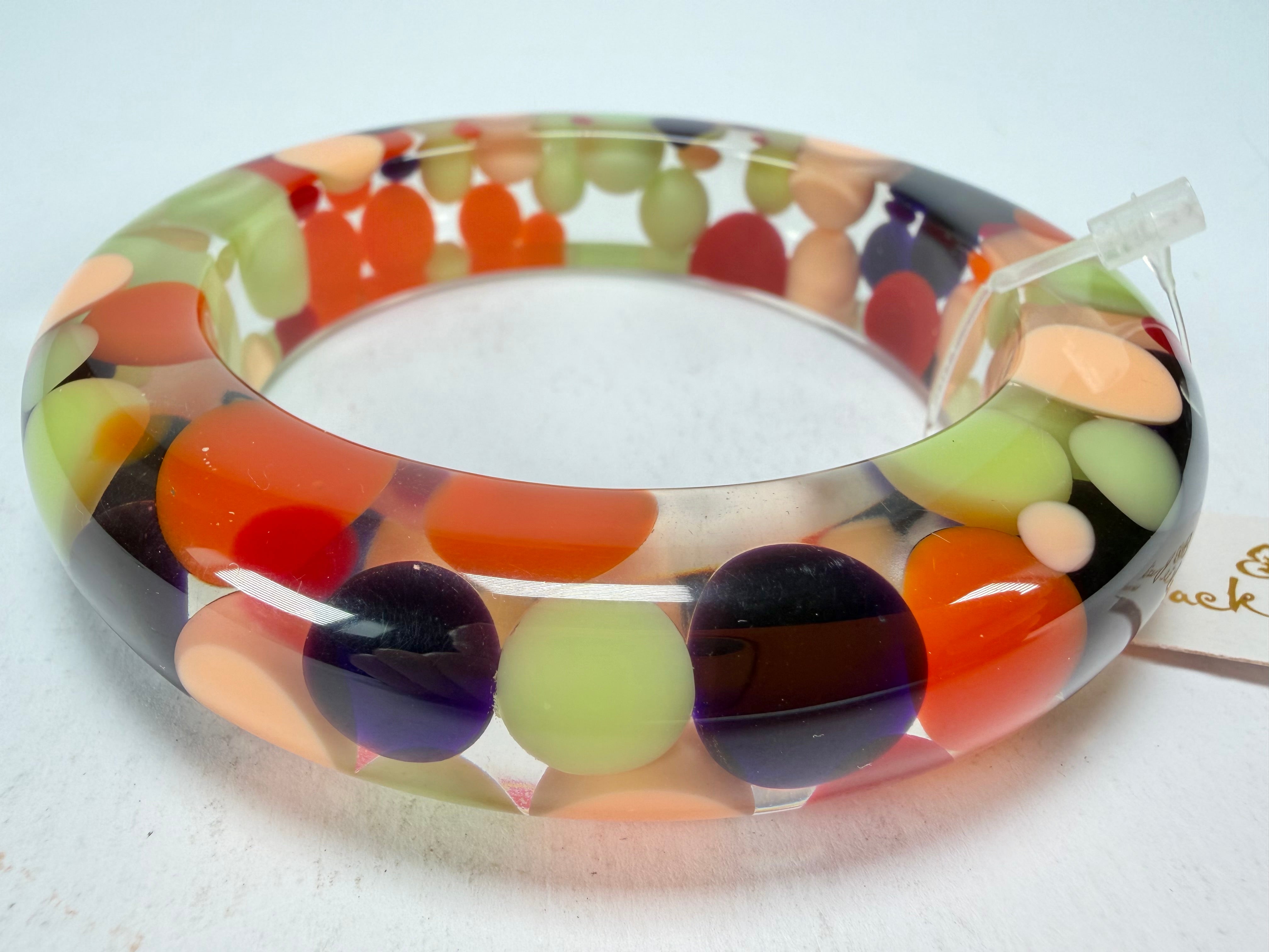 Jackie Brazil "Shinny Spotted" Party Mix Spots Solid Round Resin 1.7cm Bangle ( B1726 )