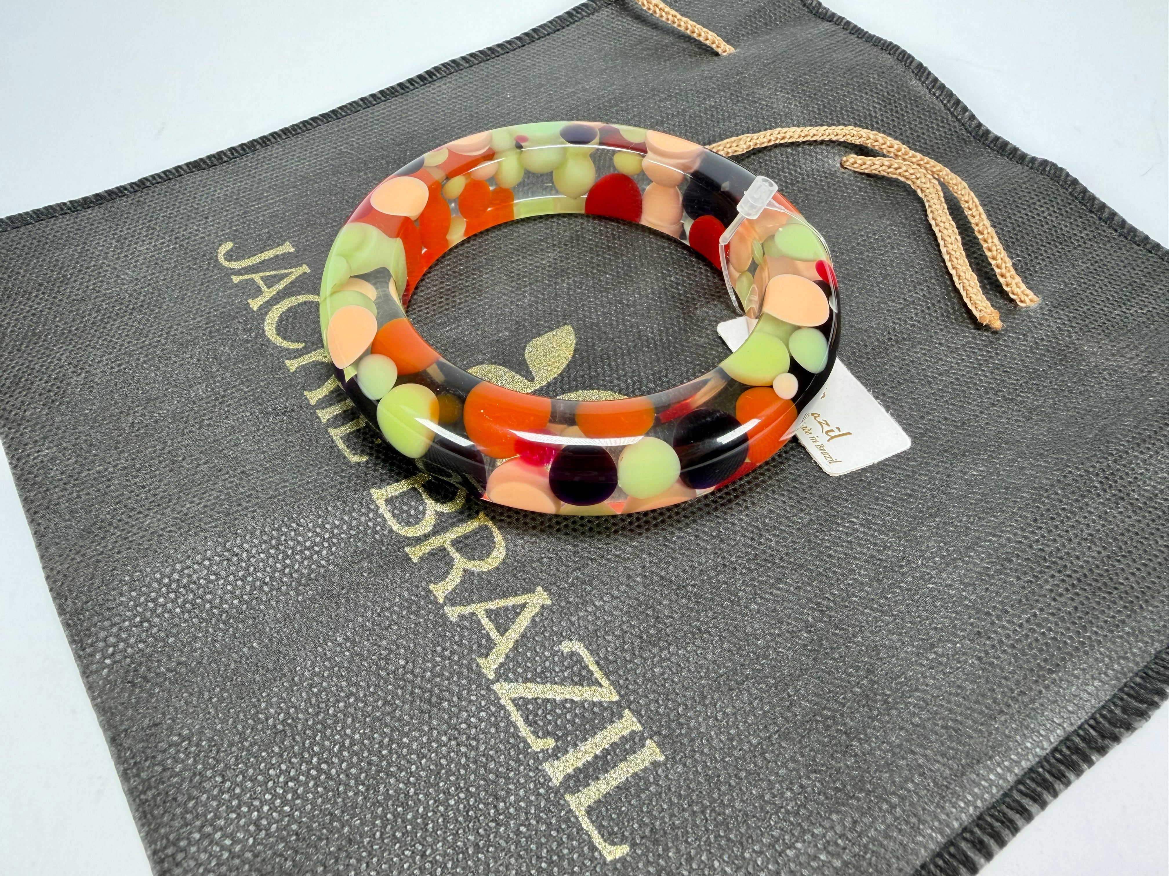 Jackie Brazil "Shinny Spotted" Party Mix Spots Solid Round Resin 1.7cm Bangle ( B1726 )