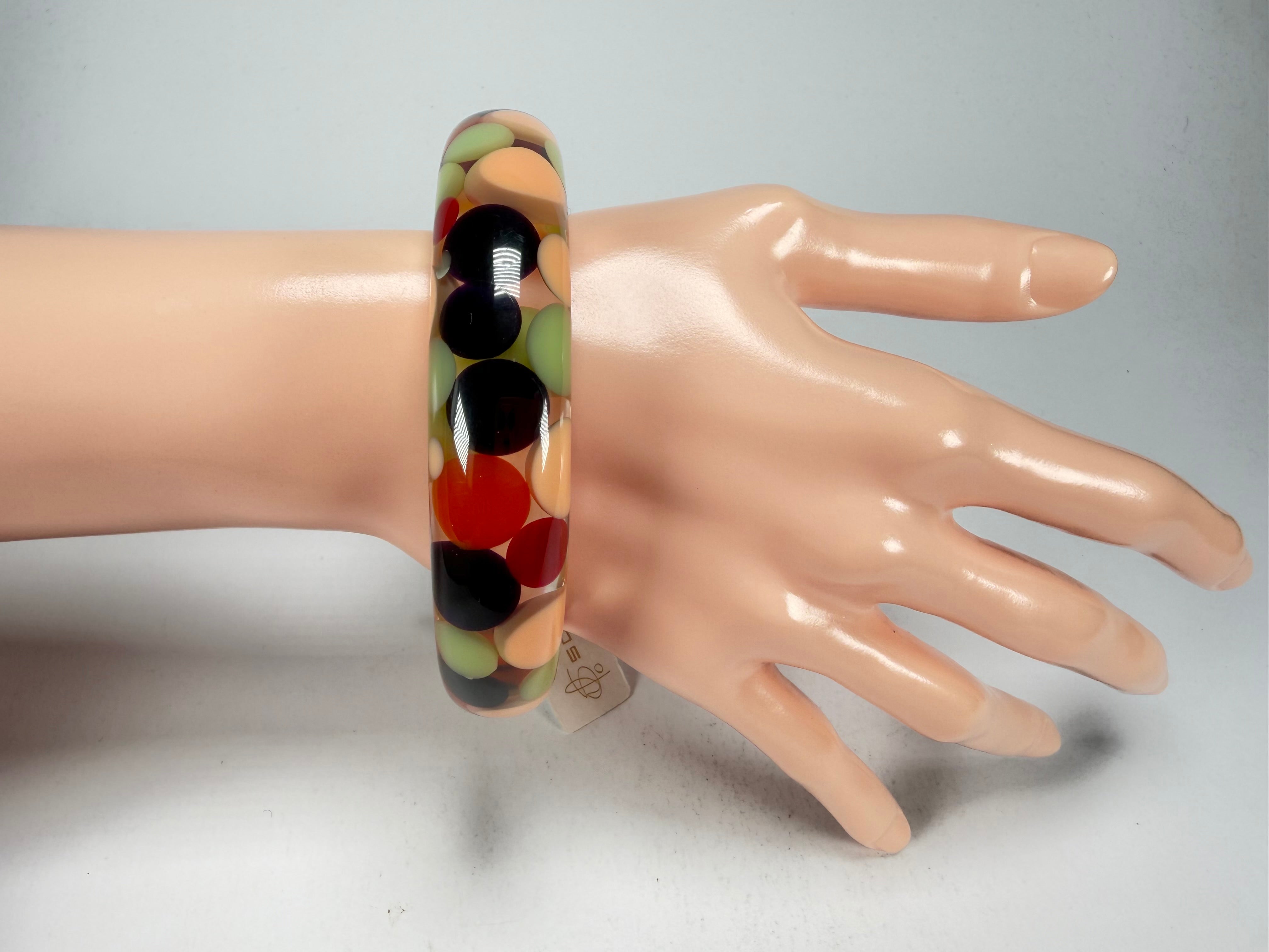 Jackie Brazil "Shinny Spotted" Party Mix Spots Solid Round Resin 1.7cm Bangle ( B1726 )