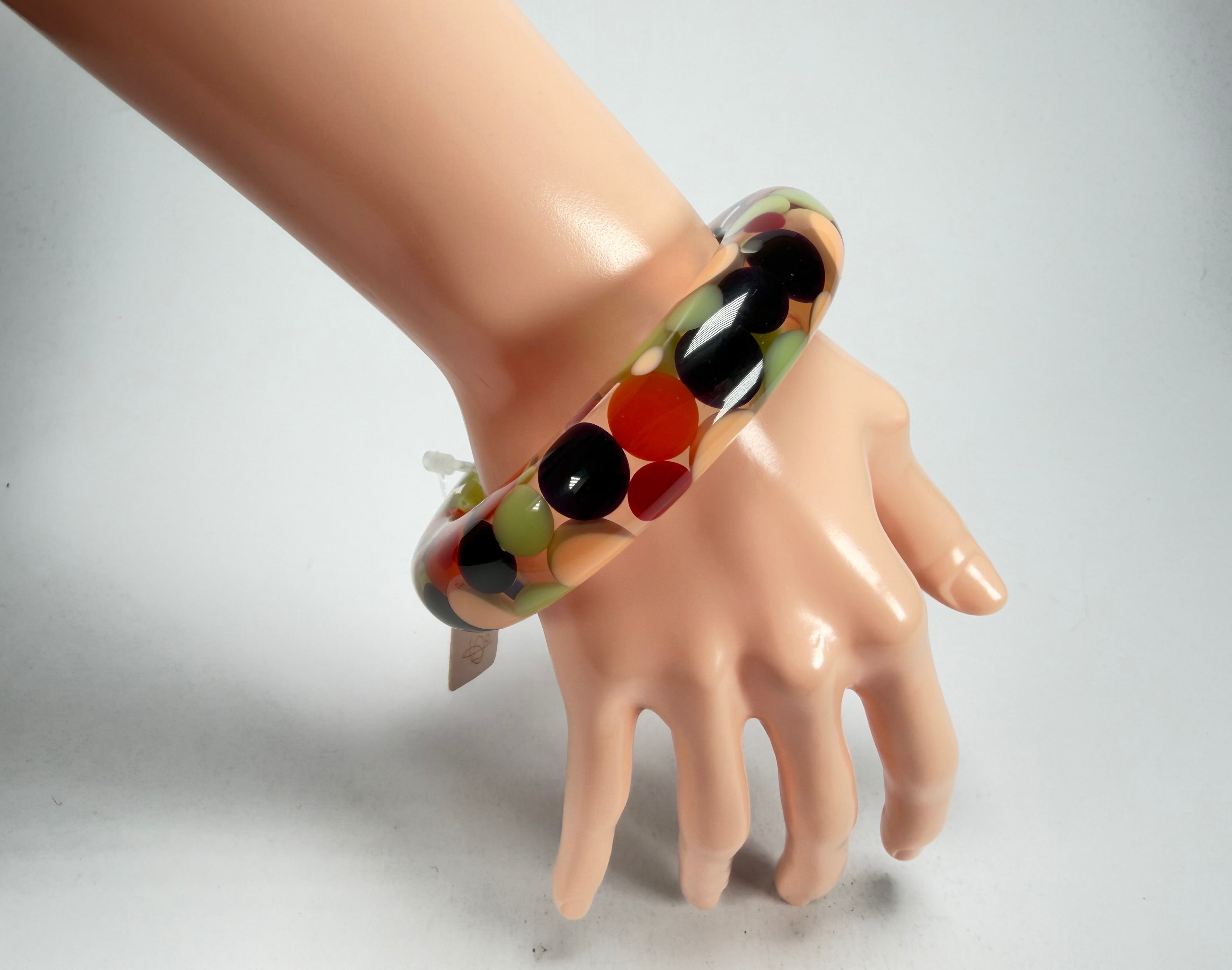 Jackie Brazil "Shinny Spotted" Party Mix Spots Solid Round Resin 1.7cm Bangle ( B1726 )