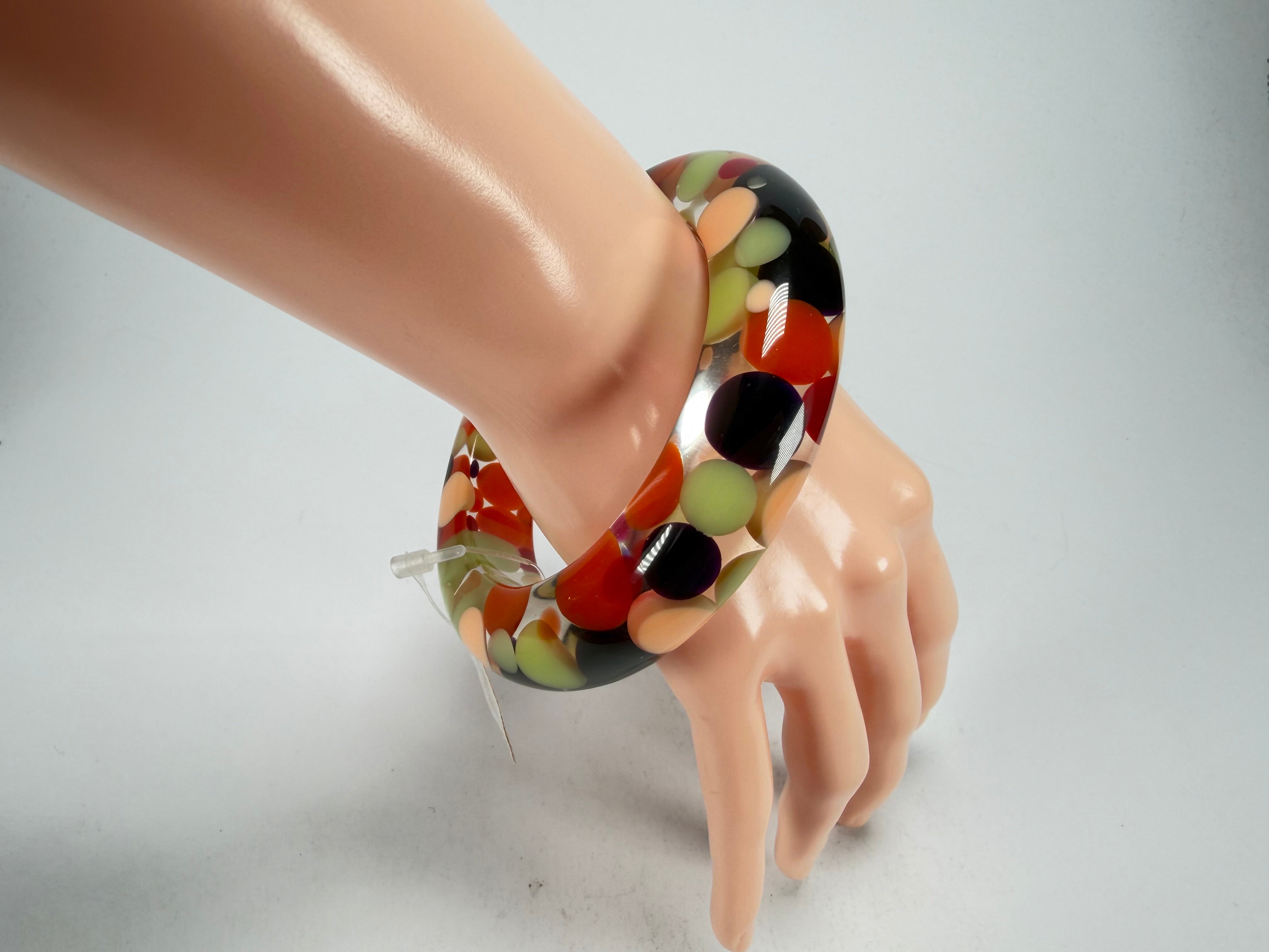 Jackie Brazil "Shinny Spotted" Party Mix Spots Solid Round Resin 1.7cm Bangle ( B1726 )