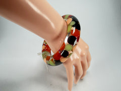 Jackie Brazil "Shinny Spotted" Party Mix Spots Solid Round Resin 1.7cm Bangle ( B1726 )