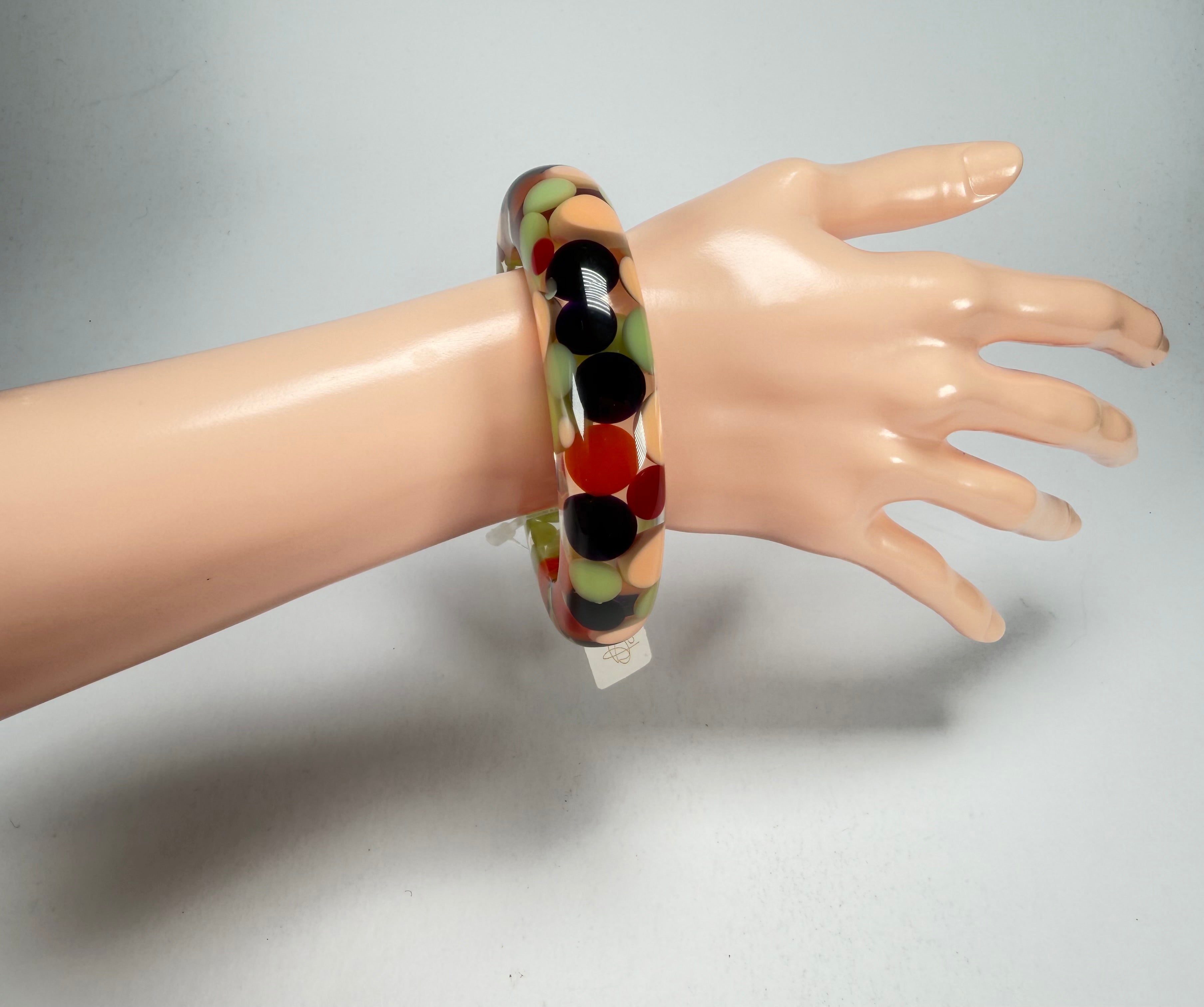 Jackie Brazil "Shinny Spotted" Party Mix Spots Solid Round Resin 1.7cm Bangle ( B1726 )