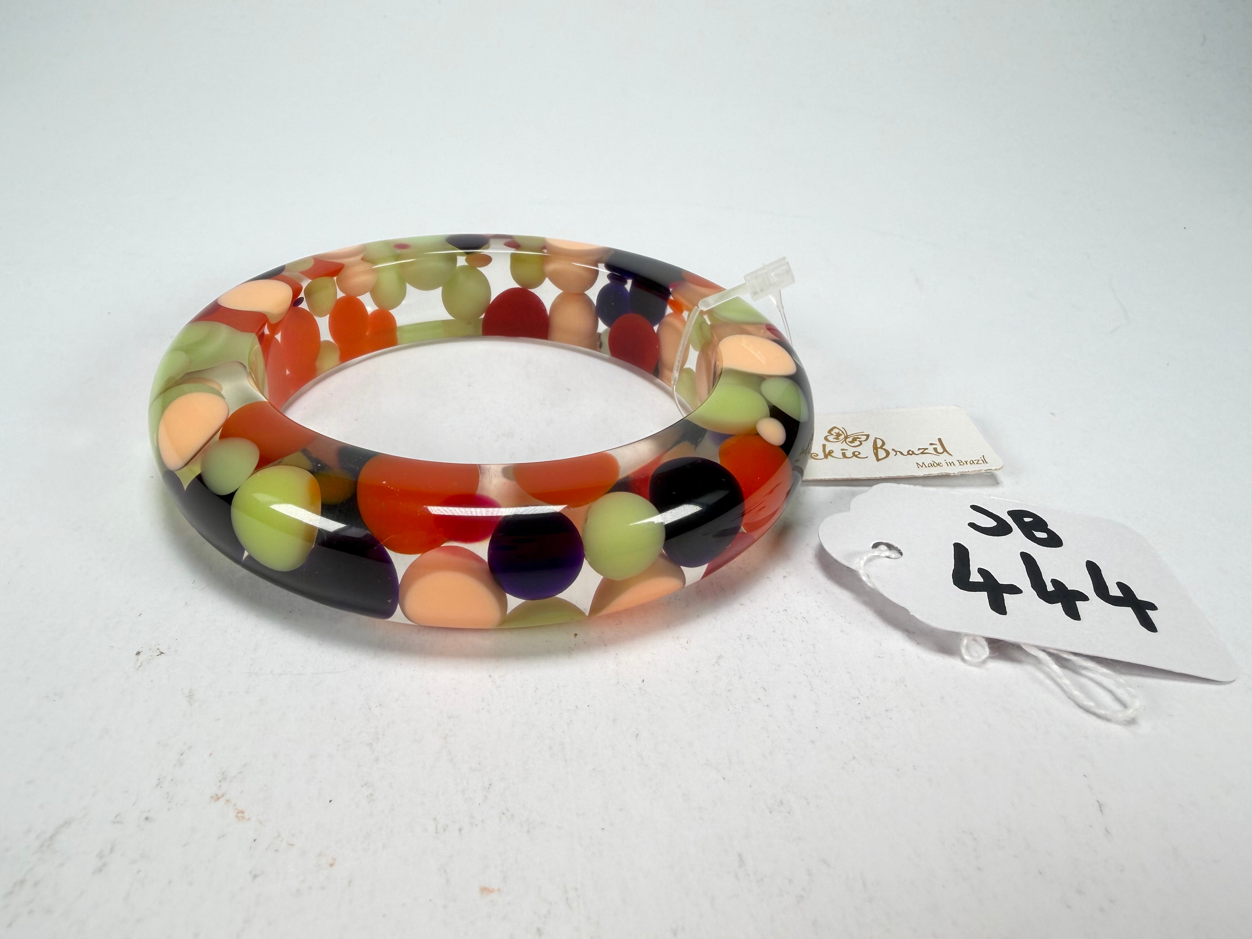Jackie Brazil "Shinny Spotted" Party Mix Spots Solid Round Resin 1.7cm Bangle ( B1726 )