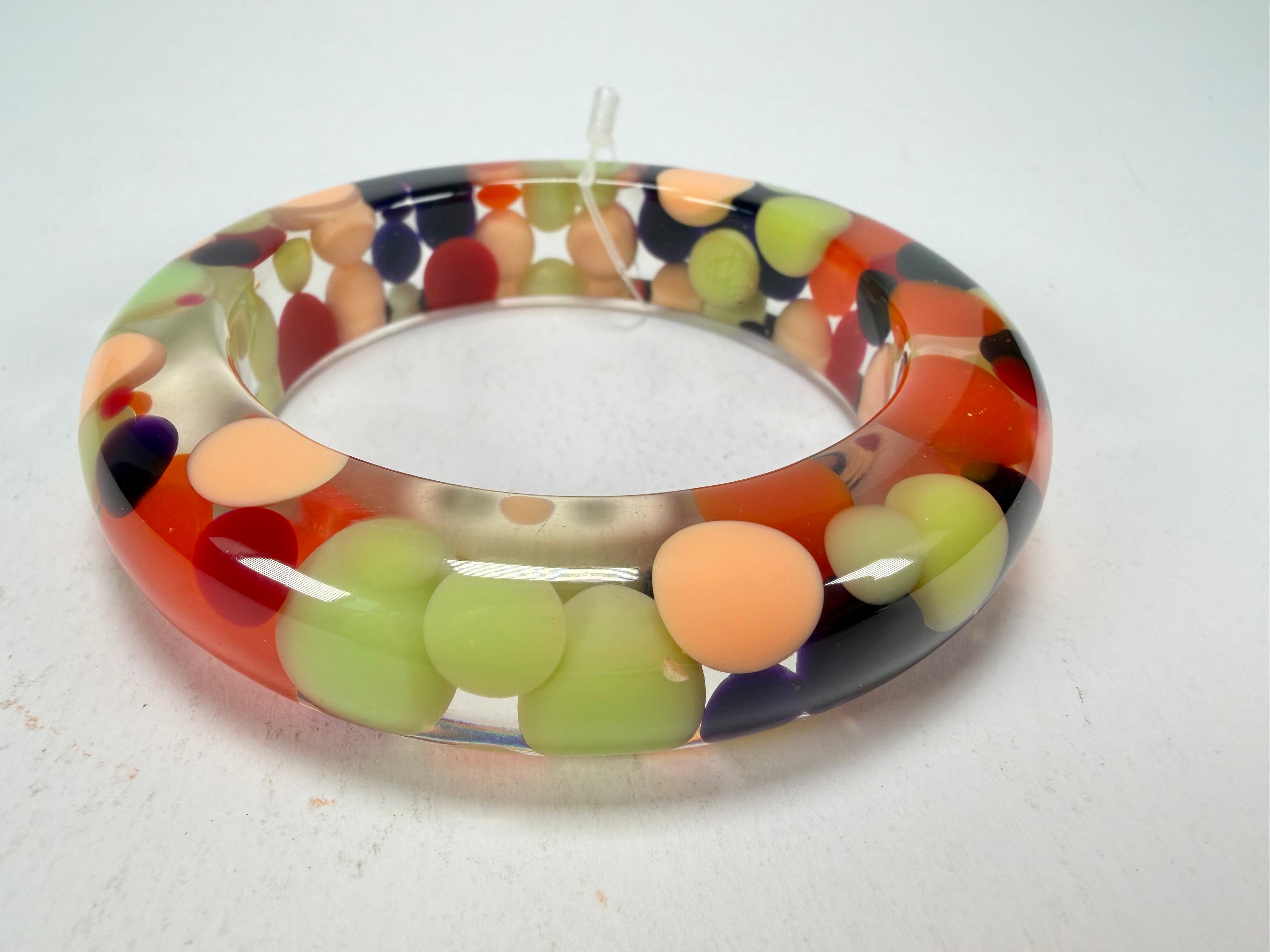 Jackie Brazil "Shinny Spotted" Party Mix Spots Solid Round Resin 1.7cm Bangle ( B1726 )