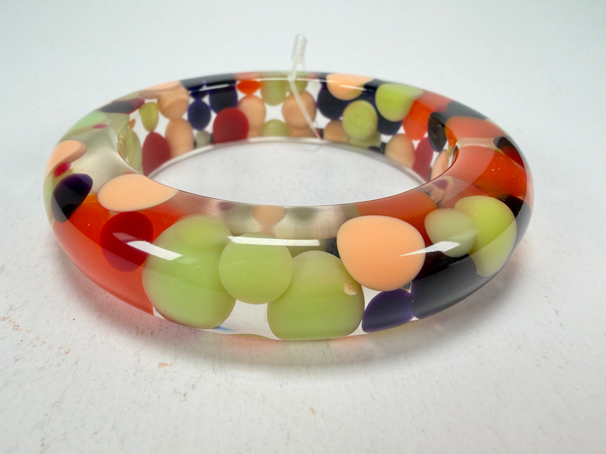 Jackie Brazil "Shinny Spotted" Party Mix Spots Solid Round Resin 1.7cm Bangle ( B1726 )