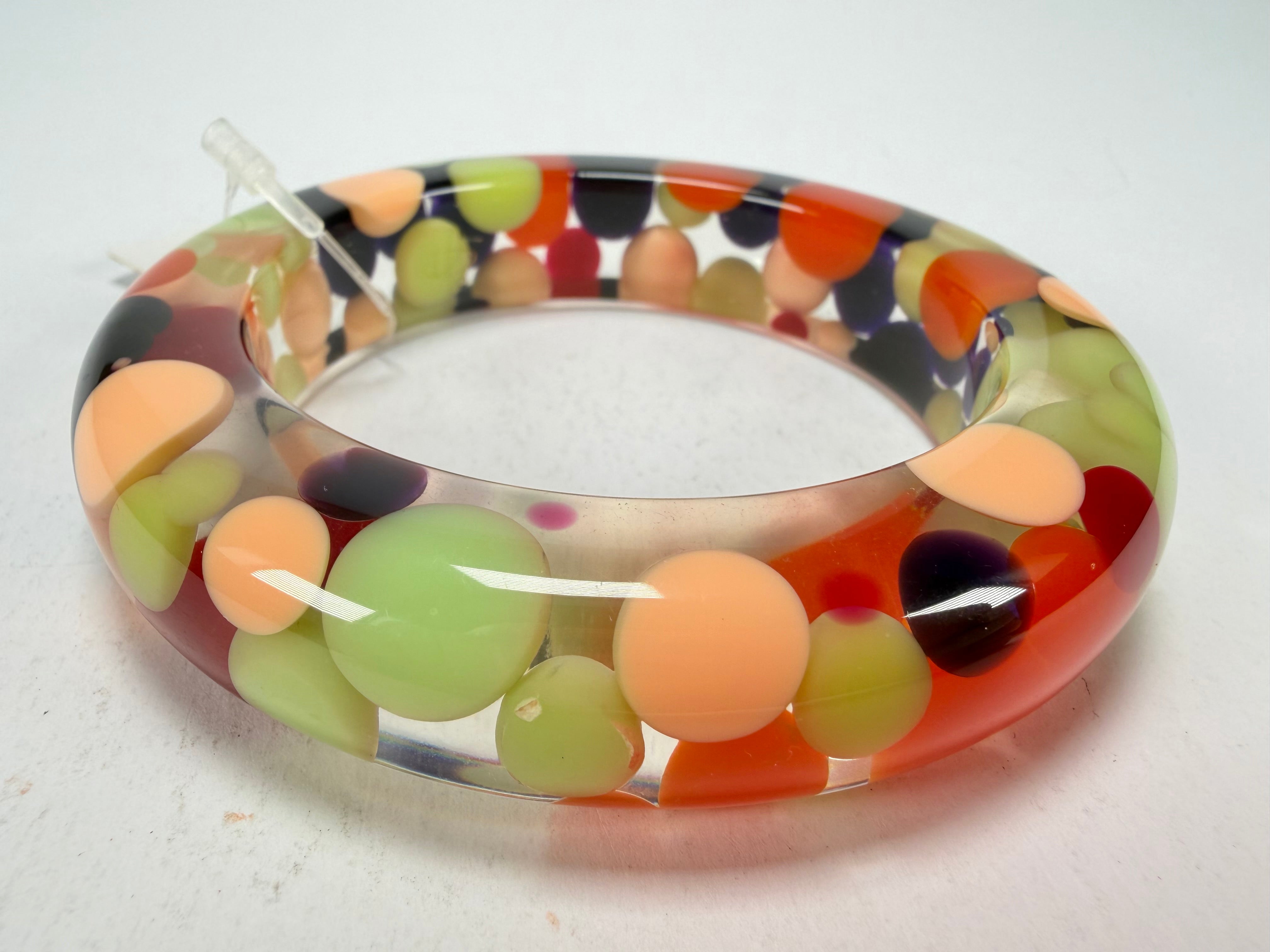 Jackie Brazil "Shinny Spotted" Party Mix Spots Solid Round Resin 1.7cm Bangle ( B1726 )