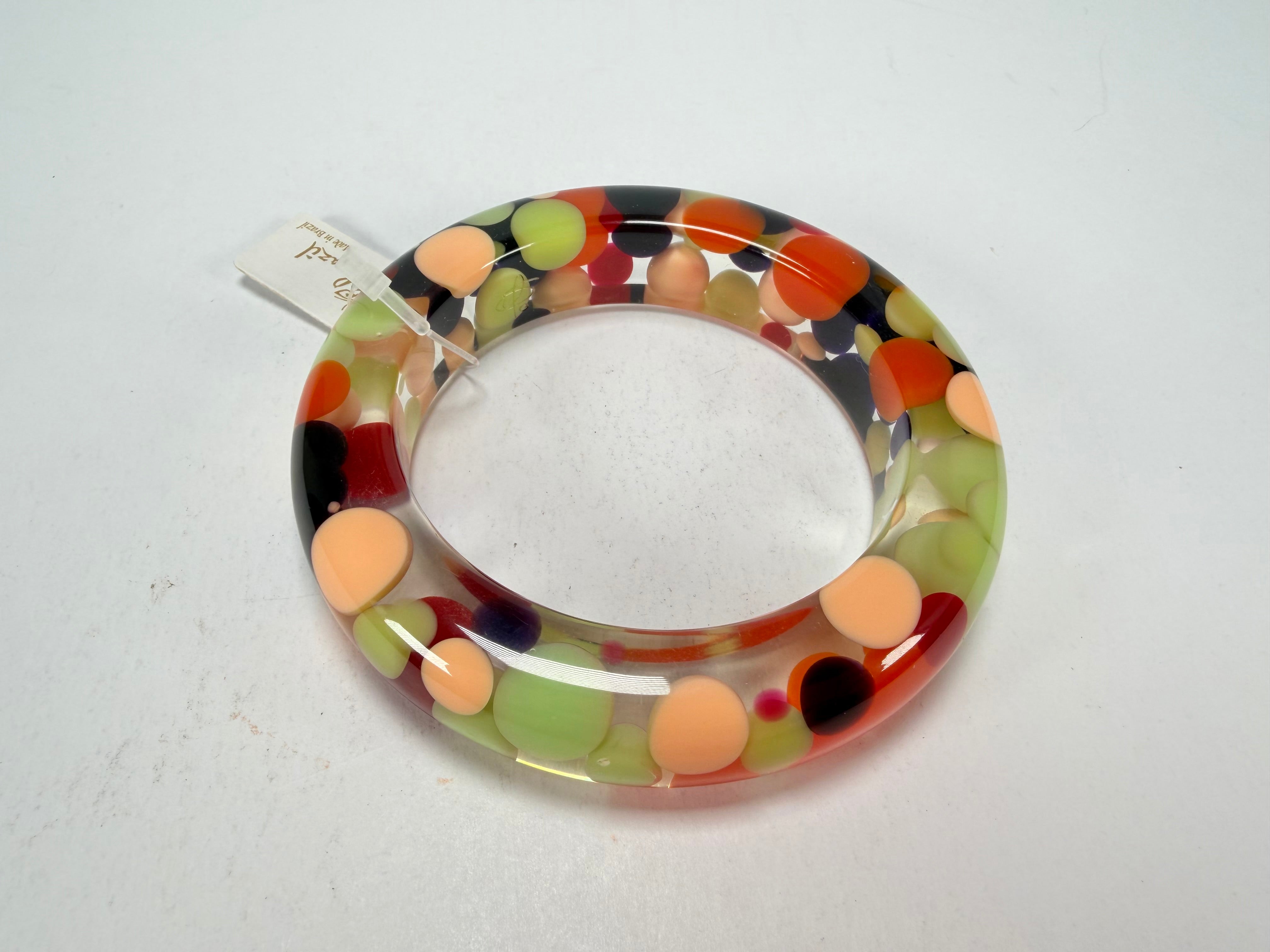 Jackie Brazil "Shinny Spotted" Party Mix Spots Solid Round Resin 1.7cm Bangle ( B1726 )
