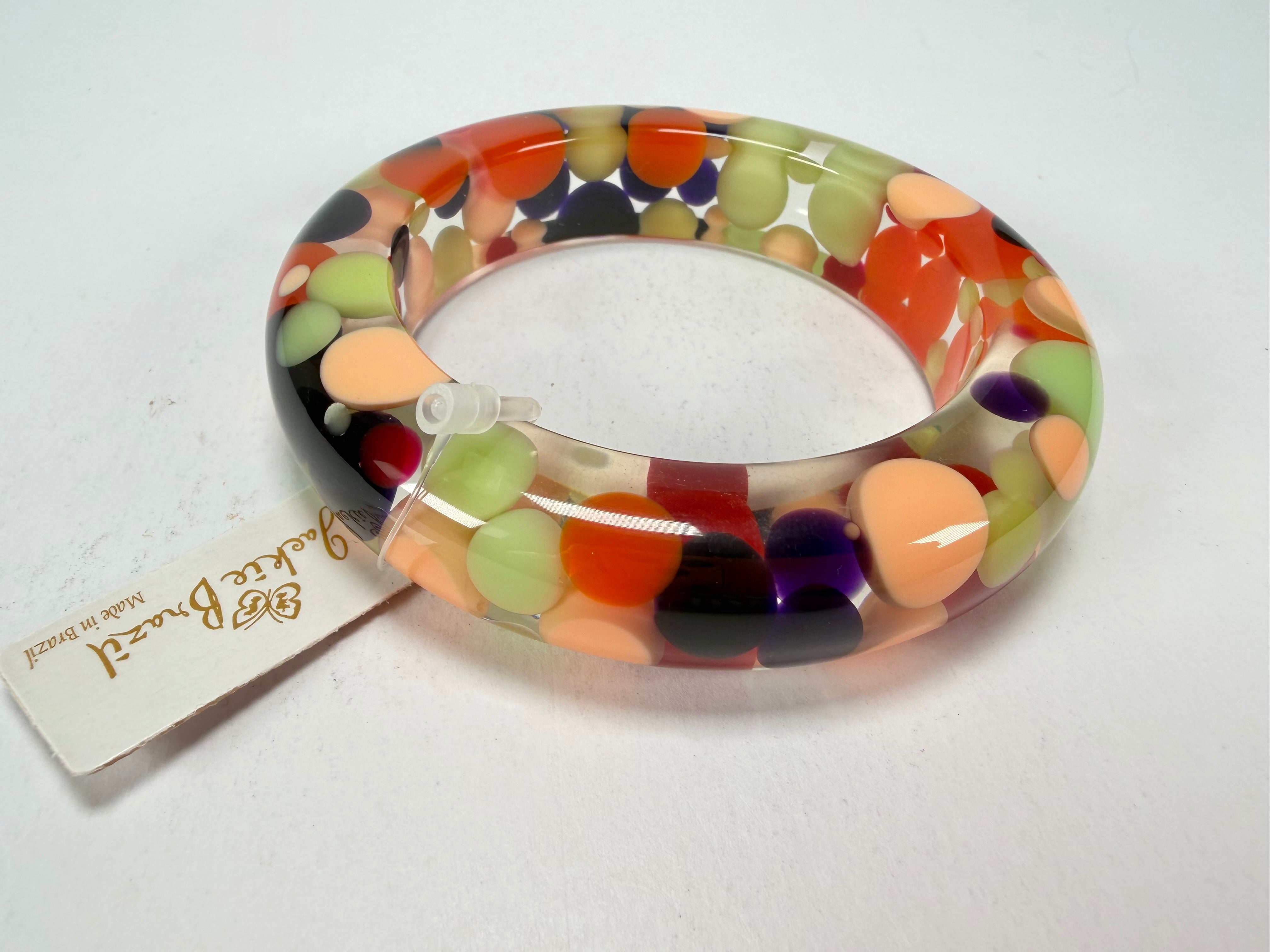 Jackie Brazil "Shinny Spotted" Party Mix Spots Solid Round Resin 1.7cm Bangle ( B1726 )