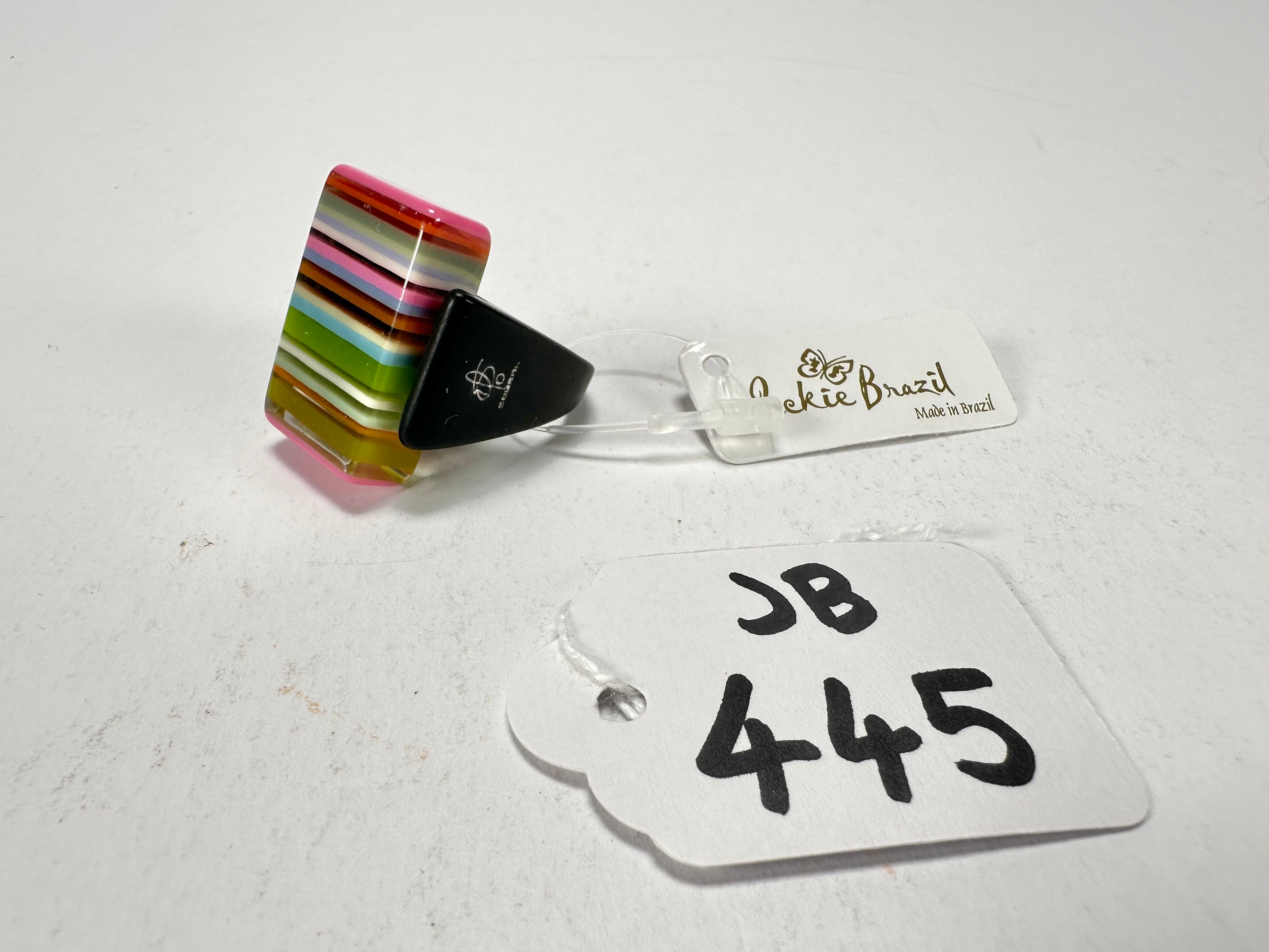 Jackie Brazil "Toppa" Liquorice Spring Mix Resin Ring ( R0152 ) UK Q / USA 8