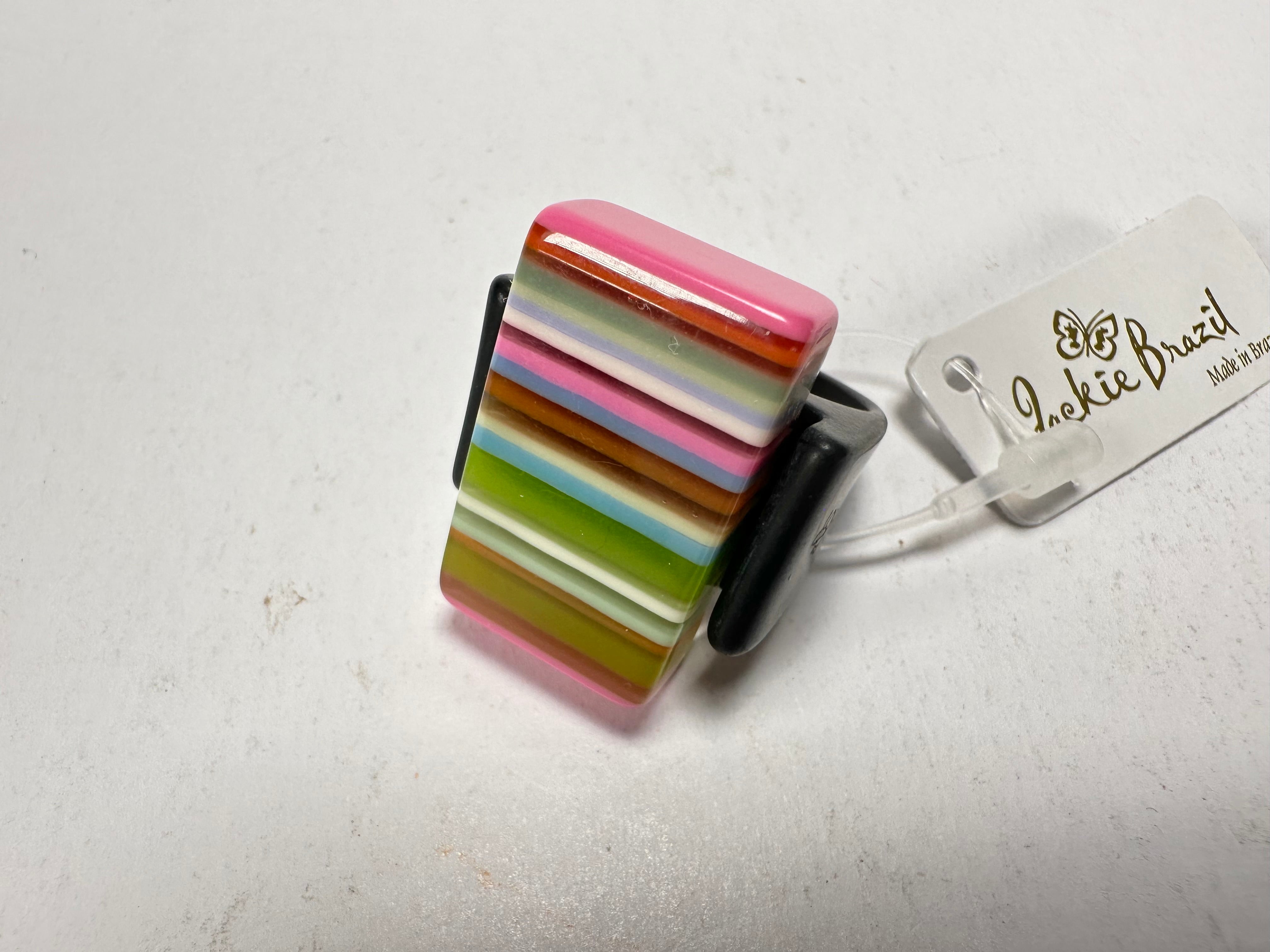 Jackie Brazil "Toppa" Liquorice Spring Mix Resin Ring ( R0152 ) UK Q / USA 8