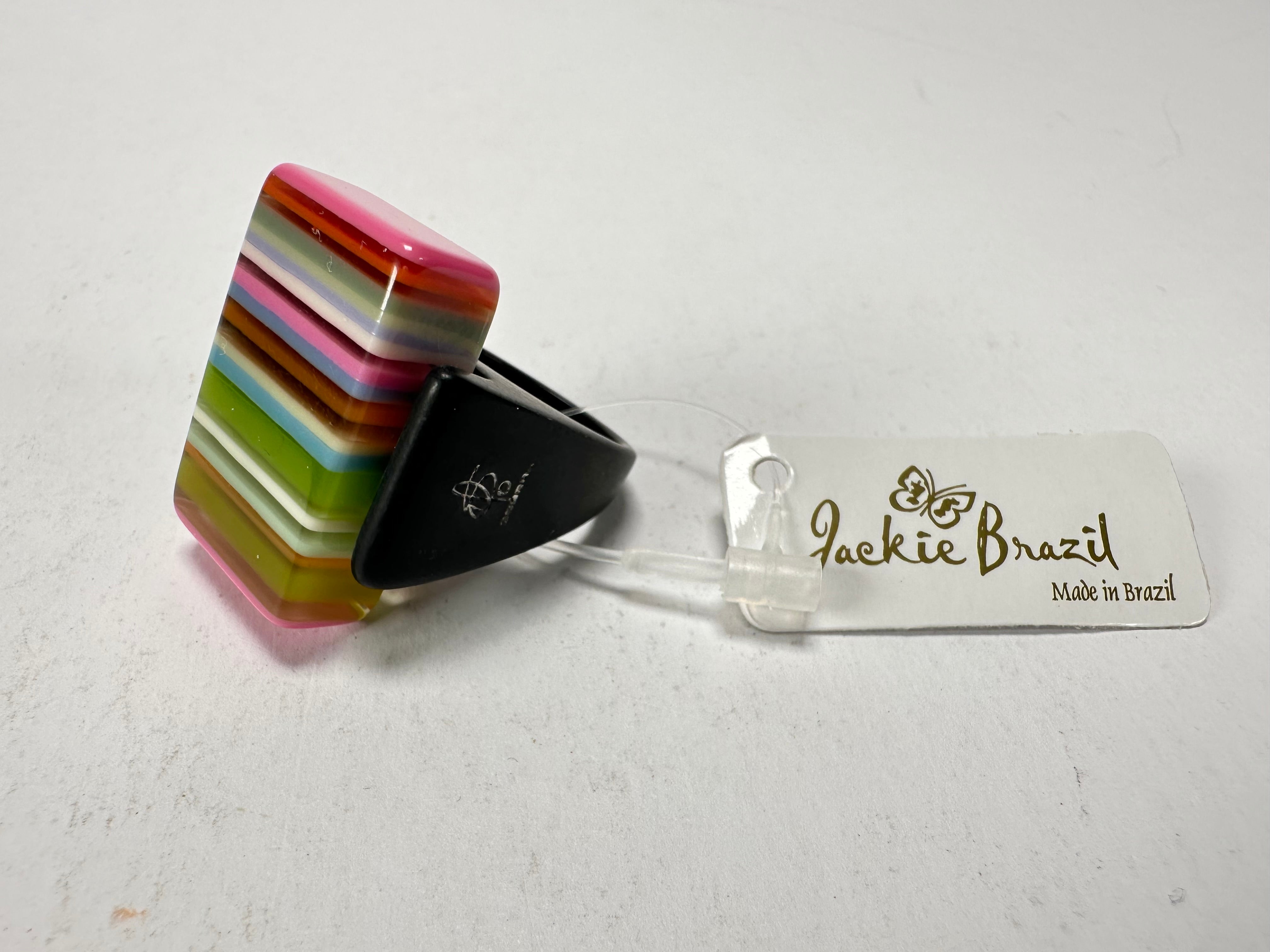 Jackie Brazil "Toppa" Liquorice Spring Mix Resin Ring ( R0152 ) UK Q / USA 8