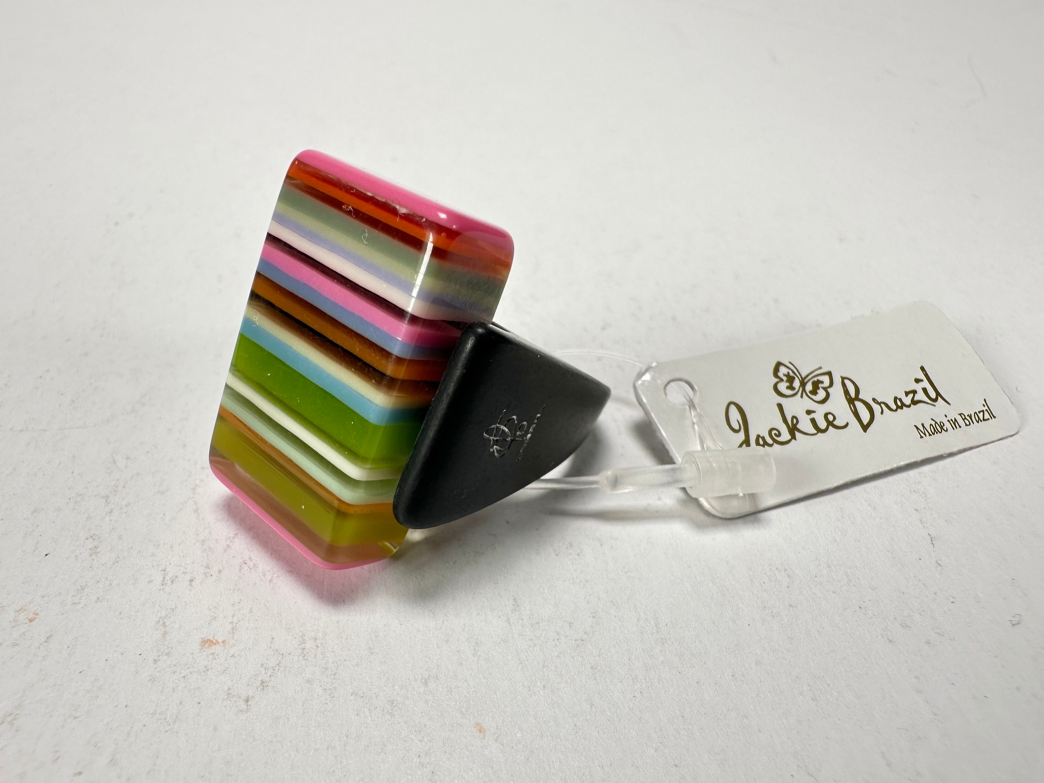 Jackie Brazil "Toppa" Liquorice Spring Mix Resin Ring ( R0152 ) UK Q / USA 8