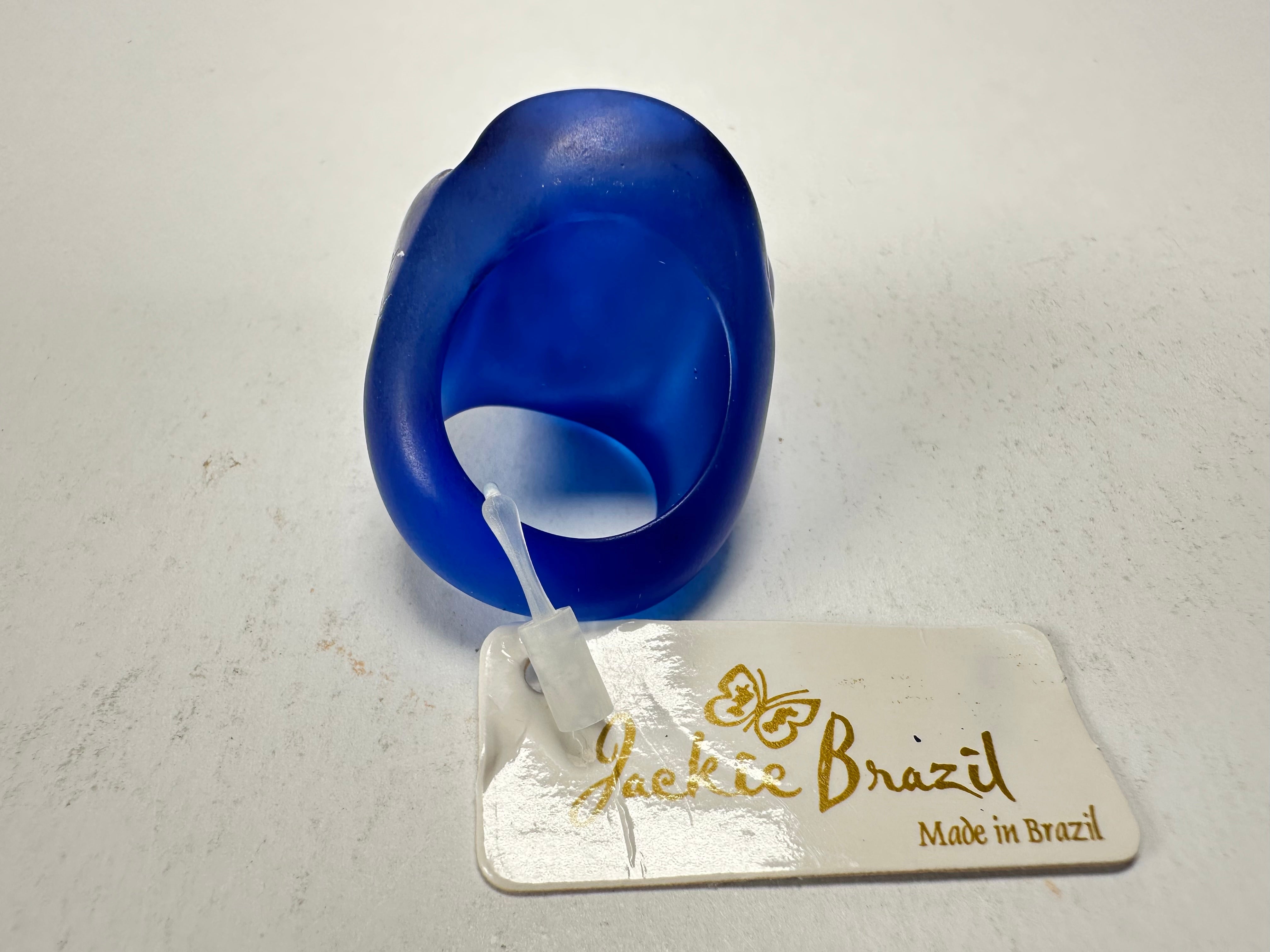 Jackie Brazil "Rose" Royal Blue Resin Rose Ring ( R0585 ) Size UK N / US 6.5